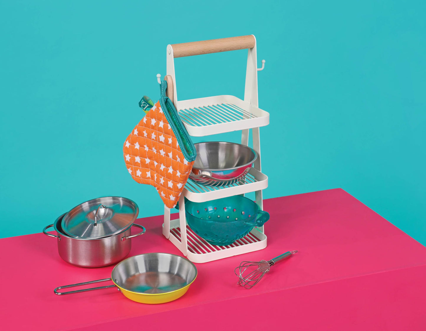 B. Toys – Mini Chef Pot & Pan Playset – Pretend Play Kitchen Accessories – Includes Pot, Pan & Role – Play Cookware – Cooking Toys for Kids – Pretend Play Set – 3+ Years (9 Pieces)