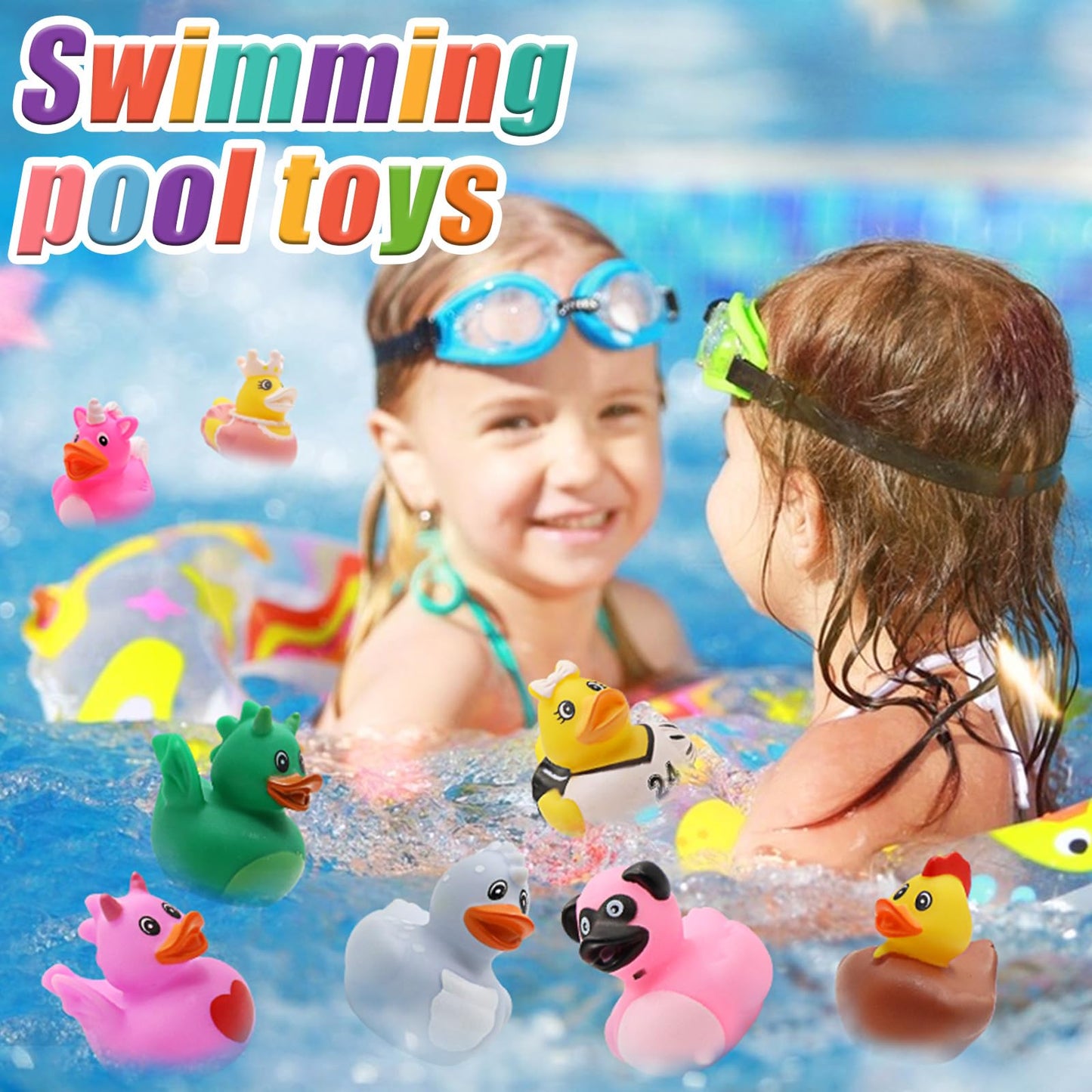 Rubber Duck Bath Toy Assortment Bulk Floater Duck for Kids Birthday Gifts Baby Showers Classroom Prizes Party Favors Rubber Duckies for Jeep Summer Beach Pool Toy (100 Pack)