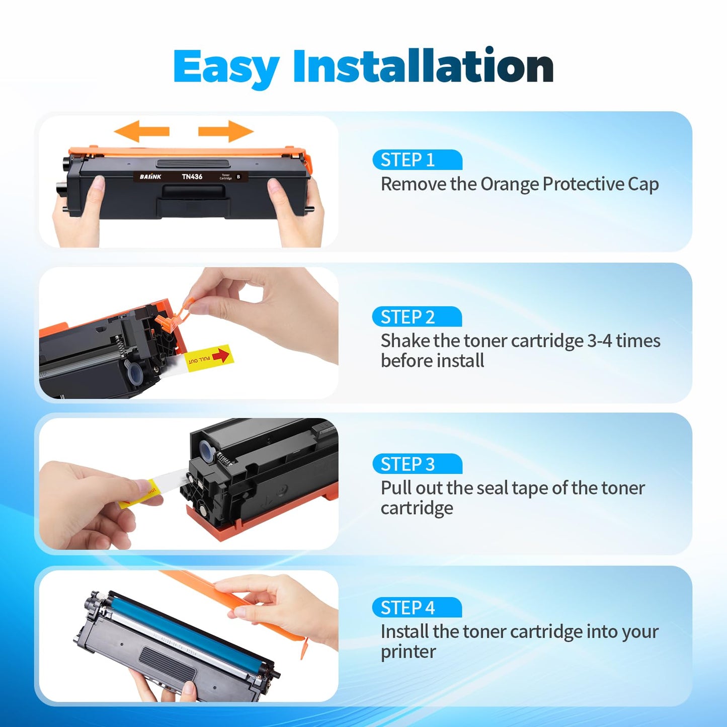 BAIINK Compatible Toner Cartridge Replacement for Brother TN436 TN-436 TN436BK TN433 TN431 Compatible for Brother HL-L8360CDW HL-L8260CDW MFC-L8900CDW MFC-L8905CDW MFC-L8690CDW MFC-L8610CDW (4 Pack)