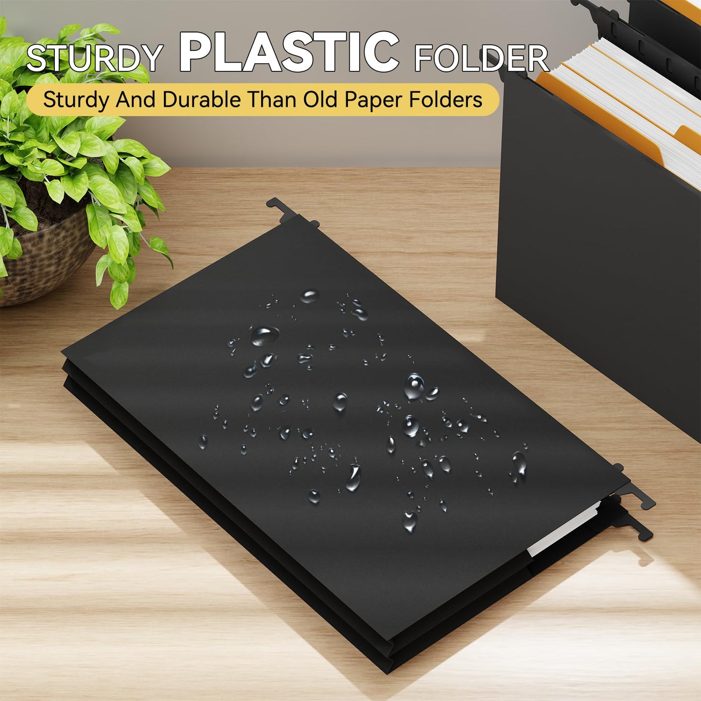 NORDUN Plastic Legal Hanging File Folders Extra Capacity,3" Expanding Pocket Legal Size,Expandable Large Black Hanging Folders with Tabs,Heavy Duty Filing Cabinet Folder for Bulky Files,6 Pack