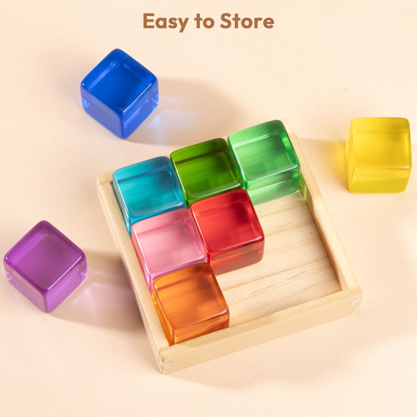 Woodtoe Large Building Blocks for Toddlers, 18 Month Old Toys, Montessori Toys for 1.5 2 3 4 Year Old Boys Girls, Big Rainbow Acrylic Blocks Set, Educational Toy STEM Sensory Gifts for Kids Age 2-4