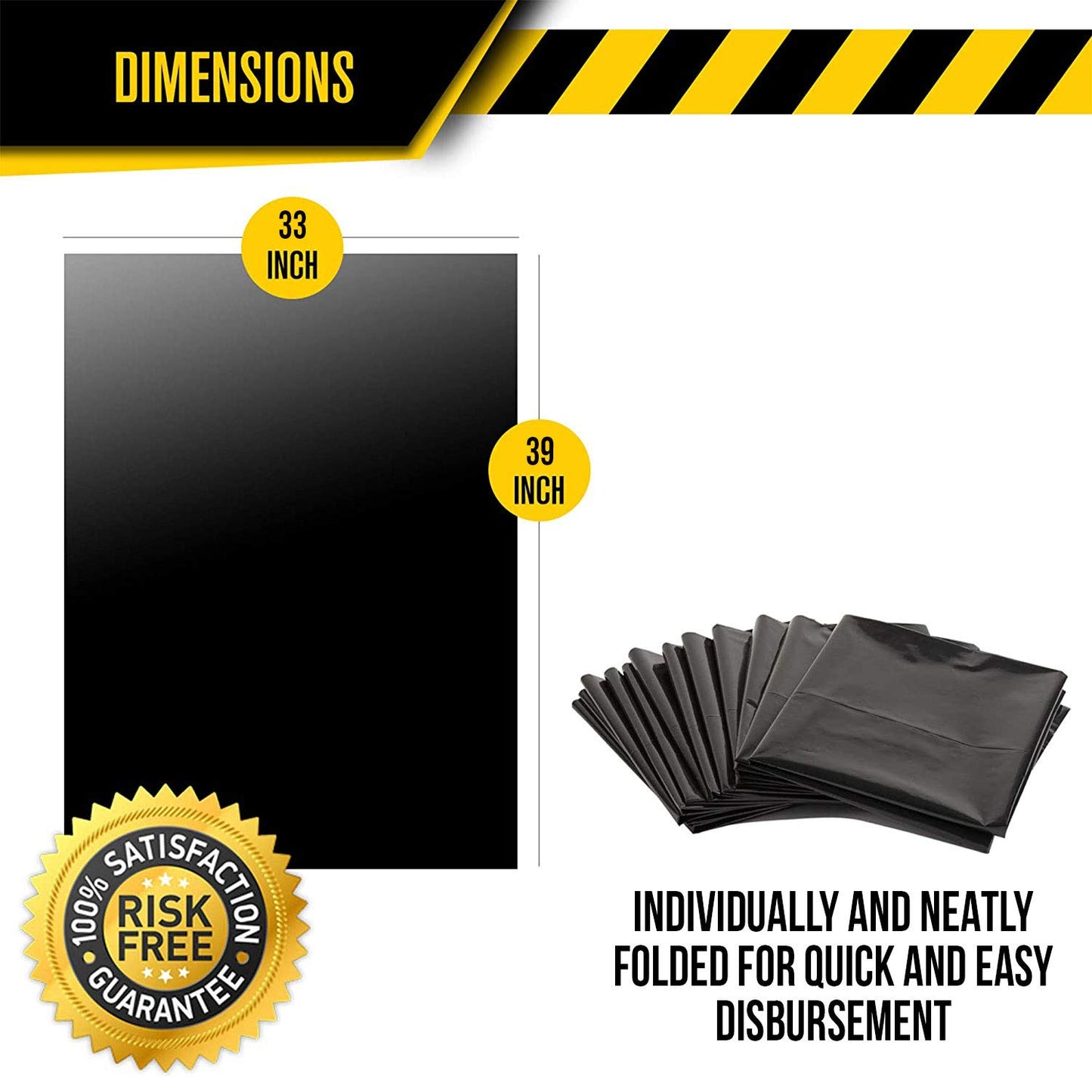 Aluf Plastics 33 Gallon 1.7 MIL (eq) Black Heavy Duty Trash Can Liners - 33" x 39" - Pack of 100 - For Contractor, Industrial, & Commercial