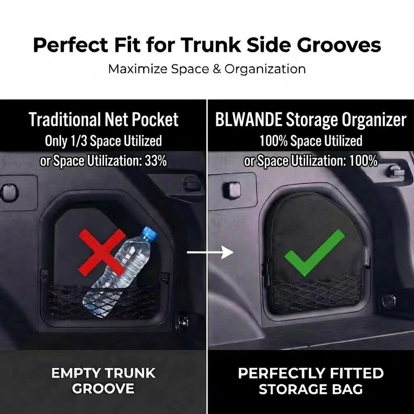 BLWANDE Trunk Upgrade, Trunk Organizer Pocket Bag, Trunk Cubby Storage bag,Cargo side pocket For Toyota Rav4 2026+ Black, 1 pc