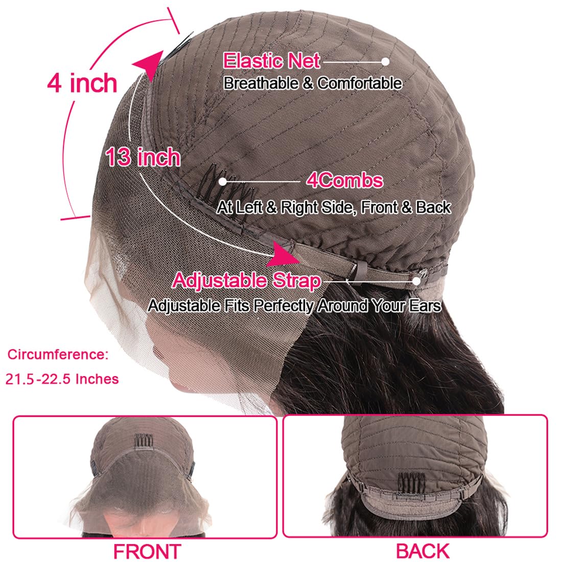 Bob Wig Human Hair 13x4 Lace Front Wigs for Black Women 16 Inch Straight Short Bob Human Hair Wigs Perruque Femme Humain Naturel 150% Density Black