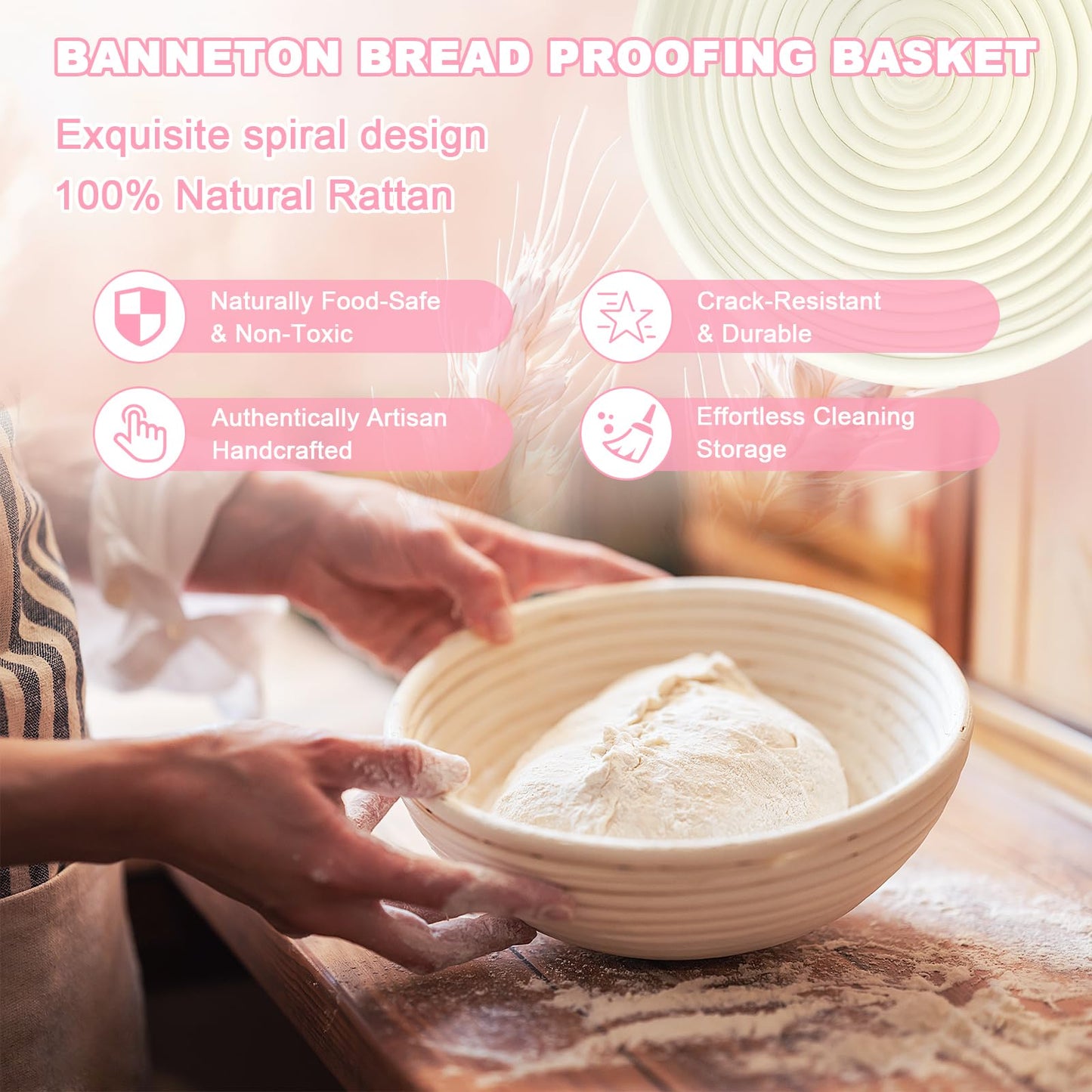 Beginner Sourdough Starter Kit, Sourdough Bread Baking Supplies, Bread Proofing Basket Set with Glass Sourdough Starter Jar, Sour Dough Bread Making Tools Kit Baking Gifts for Women Mom Wife