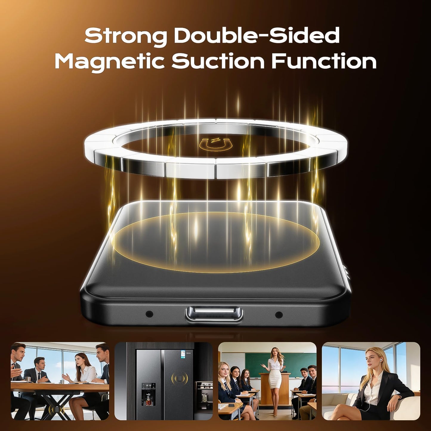 128 G(10800 Hours) Magnetic Voice Activated Recorder - Hypamutek AI Noise Reduction Digital Voice Recorder with Playback, 75H Continuous & Portable Audio Recorder for Meetings, Lectures and Interviews