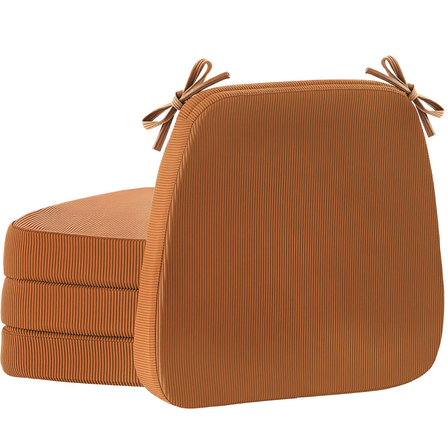 Nobildonna Dining Chair Cushions Set of 4-2" Thick High-Density Foam Chair Pads with Ties and Non-Slip Bottom, Removable Washable Cover for Dining and Kitchen, 17"x16", Orange Brown