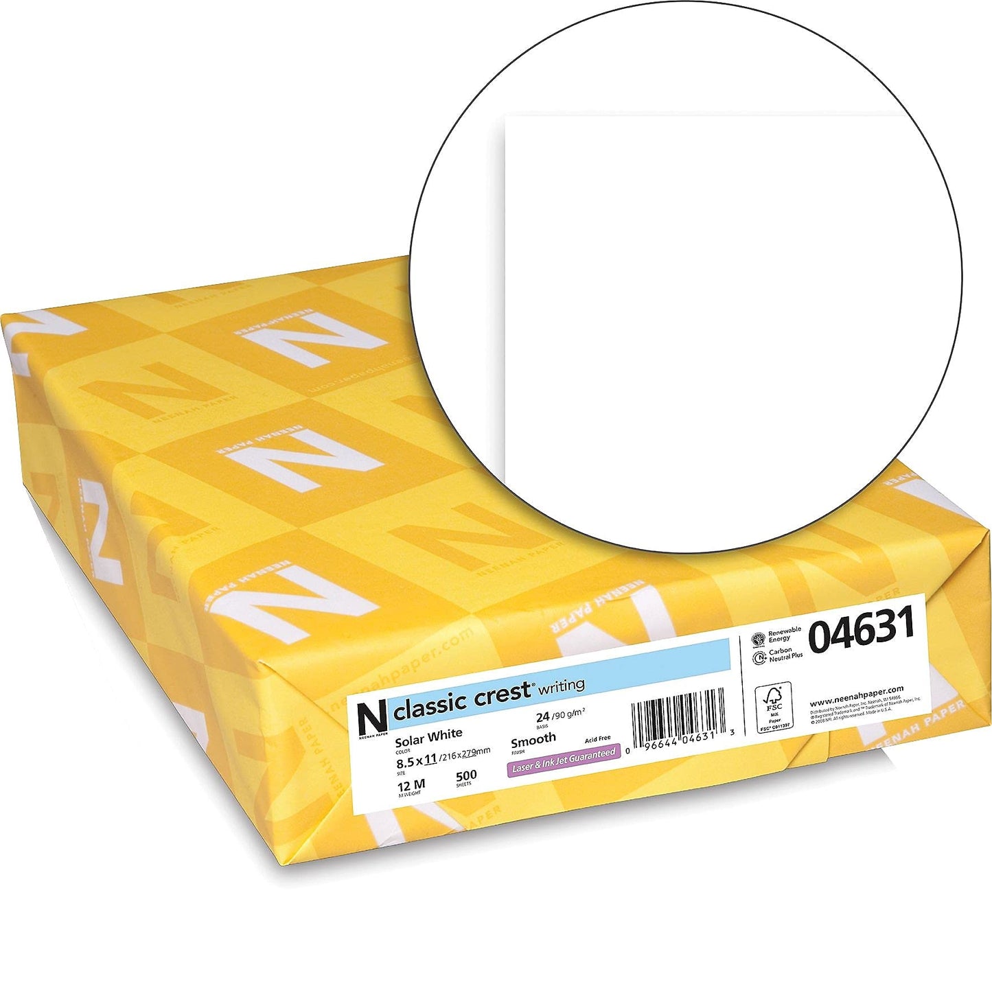 Classic Crest® Premium Paper, 8.5" x 11", 24 lb., Solar White, 500 Sheets (04631)
