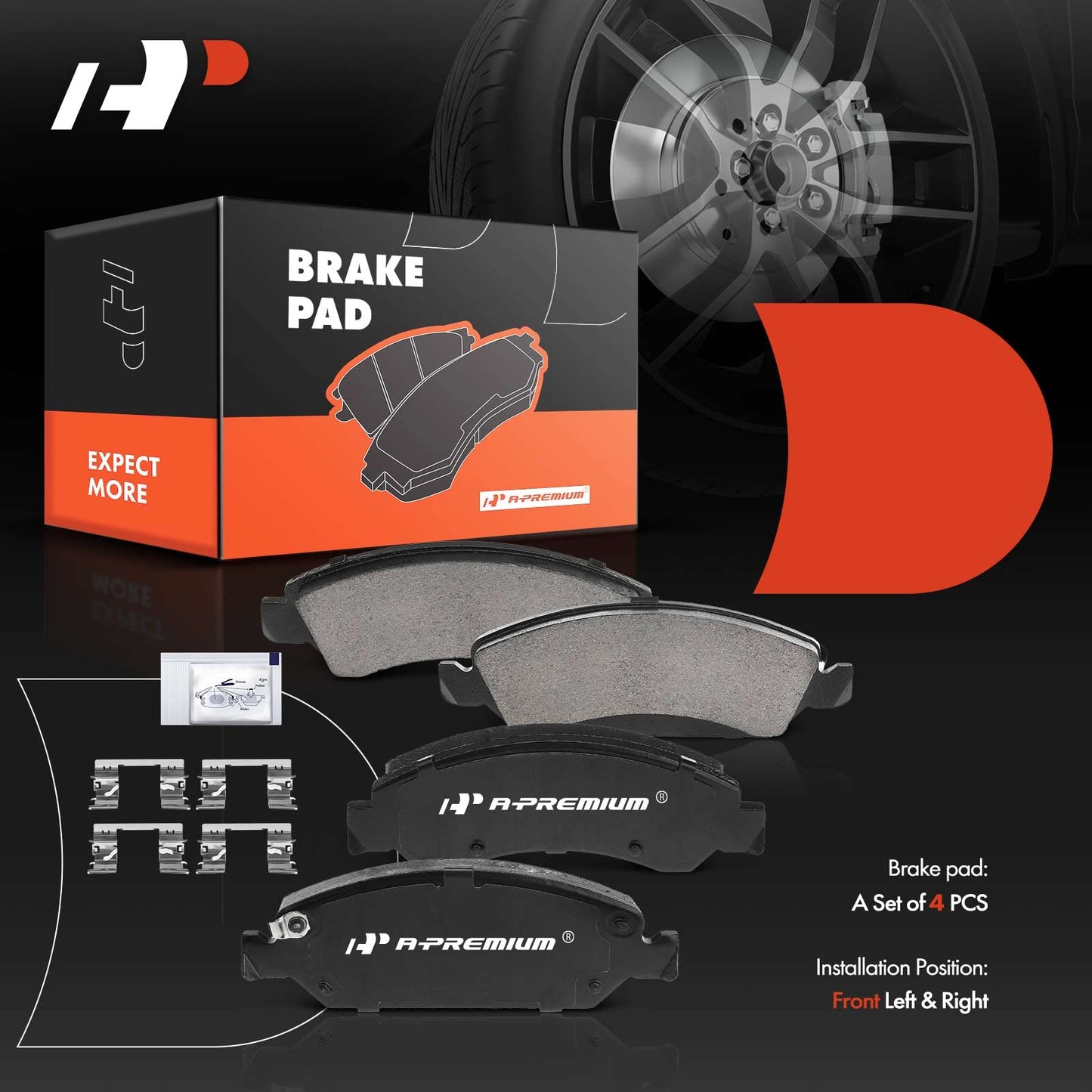 A-Premium Front Ceramic Disc Brake Pads Set Compatible with Select Chevy, Cadillac and GMC Models - Silverado, Tahoe, Suburban, Express, Avalanche, Escalade EXT ESV, XTS, Savana, Sierra, Yukon XL