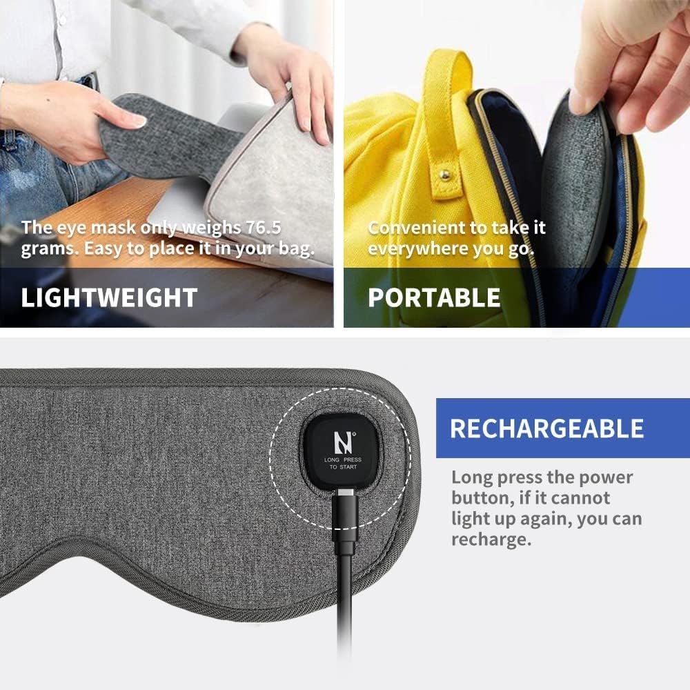 Aroma Season Cordless Heated Eye Mask for Dry Eyes, Warm Compress for Stye Blepharitis Chalazion MGD, Heat Therapy to Unclog Gland, Relaxing Sleep Mask Machine Washable Perfect Light Blocking(Gray)