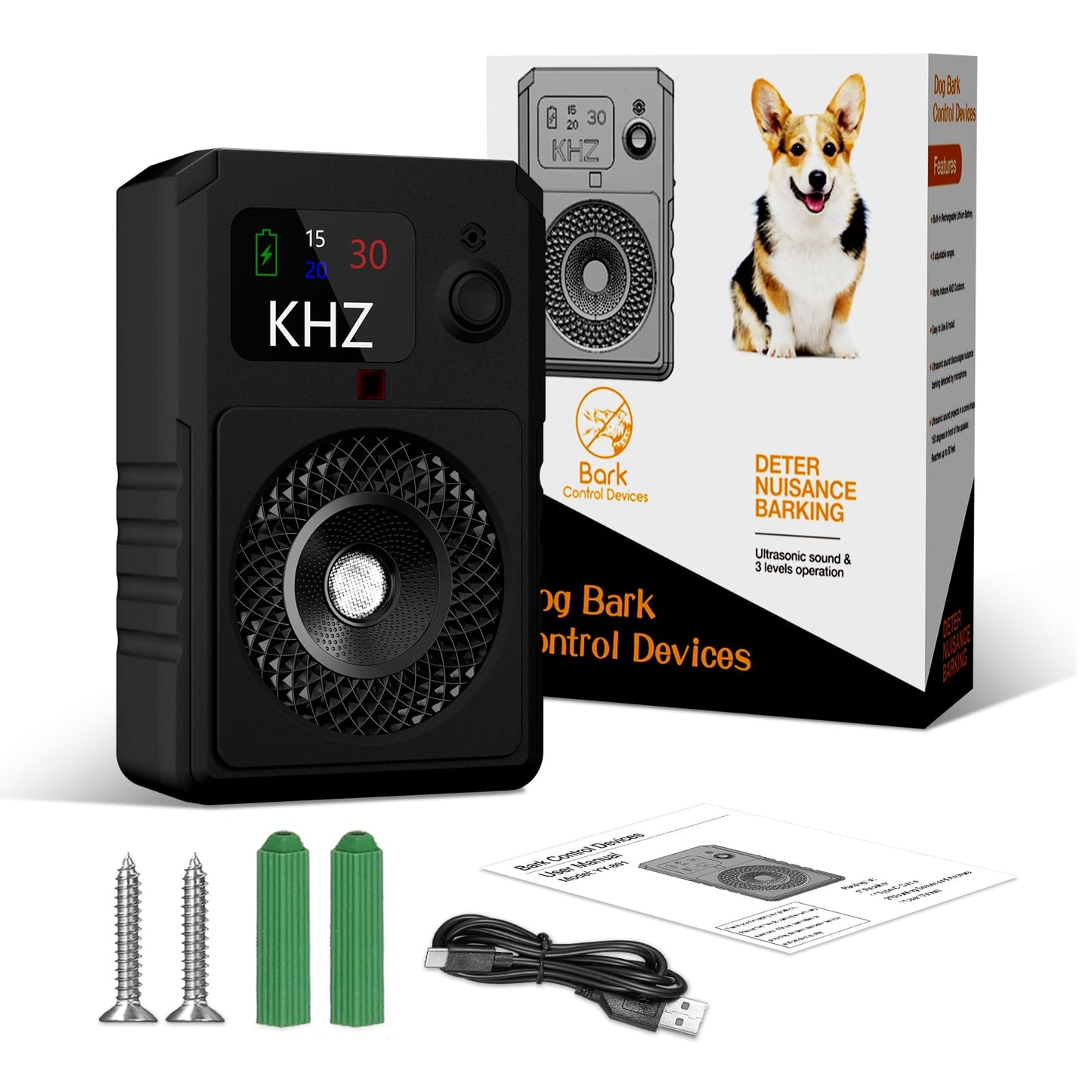2025 Upgraded Anti Barking Device for Dogs – Dog Bark Deterrent Device with Display, 3 Modes, 50FT Range, Rechargeable Indoor & Outdoor Training Tool for Small & Large Dogs