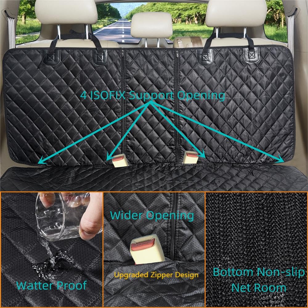 Dog Car Seat Cover for Back Seat Cover for Kids,Non Stick Fur Rear Seat Protector for Pet,Nonslip Waterproof Durable Universal Fit Interior Backseat Covers for Auto Van SUV (XL, Black)