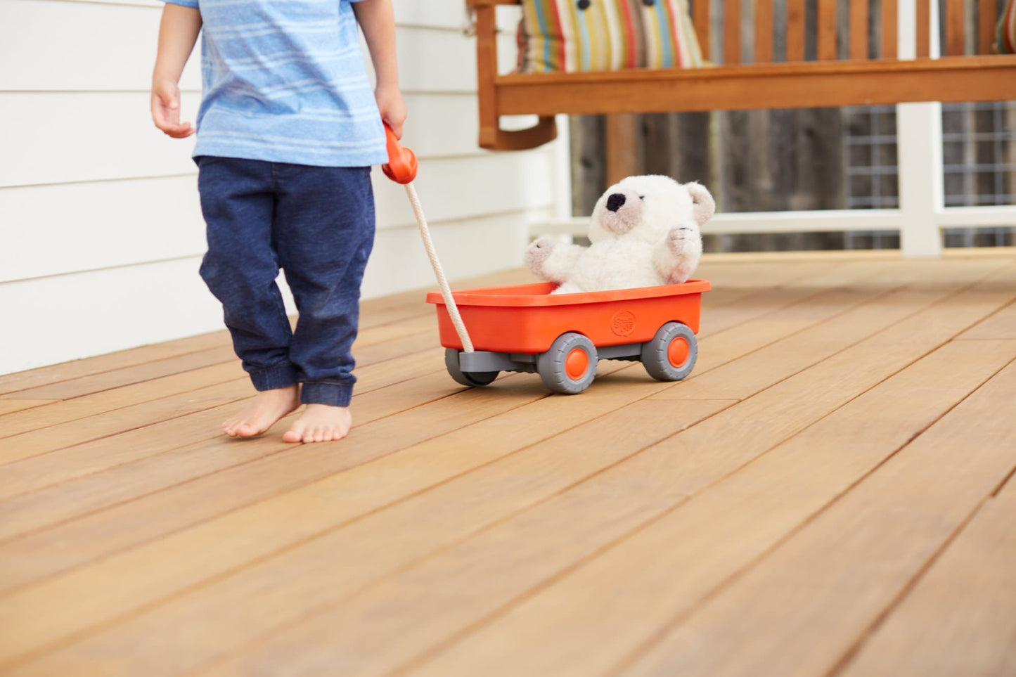 Green Toys Wagon, Orange – Kids’ Pull Toy Wagon for Toddlers, 100% Recycled Plastic, BPA-Free, Durable, Indoor/Outdoor Use, Dishwasher-Safe, Eco-Friendly Pretend Play Toy
