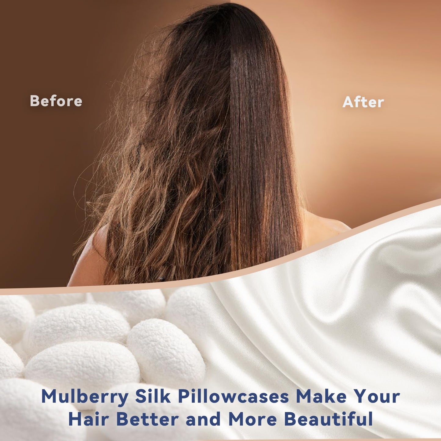Jaciu 100% Silk Pillowcase, for Hair and Skin, Both Side Mulberry Silk Pillowcase 21 Momme 600 Thread Count with Hidden Zipper Hypoallergenic Soft and Breathable（Ivory White,Queen: 20"x30",1pcs）