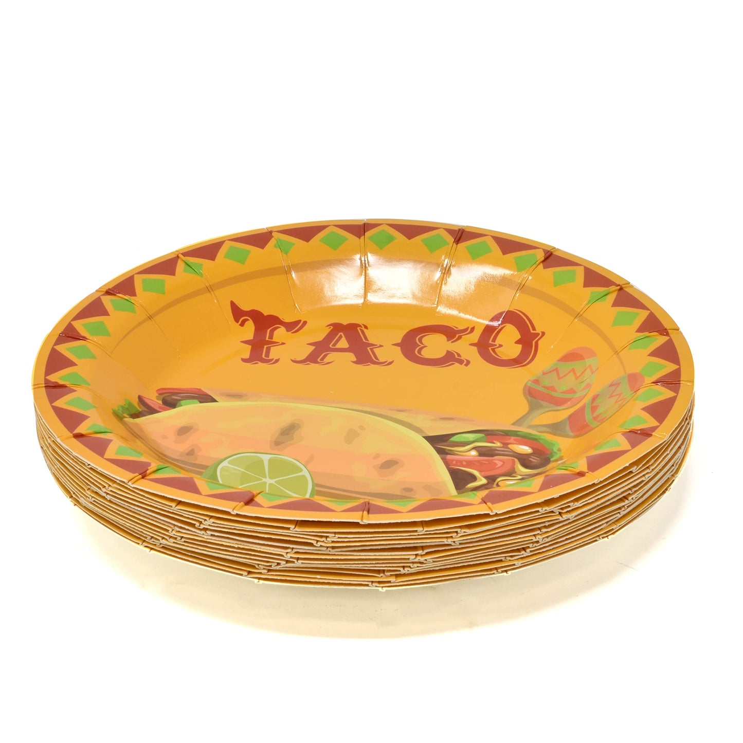 Gift Boutique - Taco Party Set Serves 24, Includes 9" Dinner Plates, 7" Dessert Plates, 9 Oz Cups, and 13" x 13" Napkins