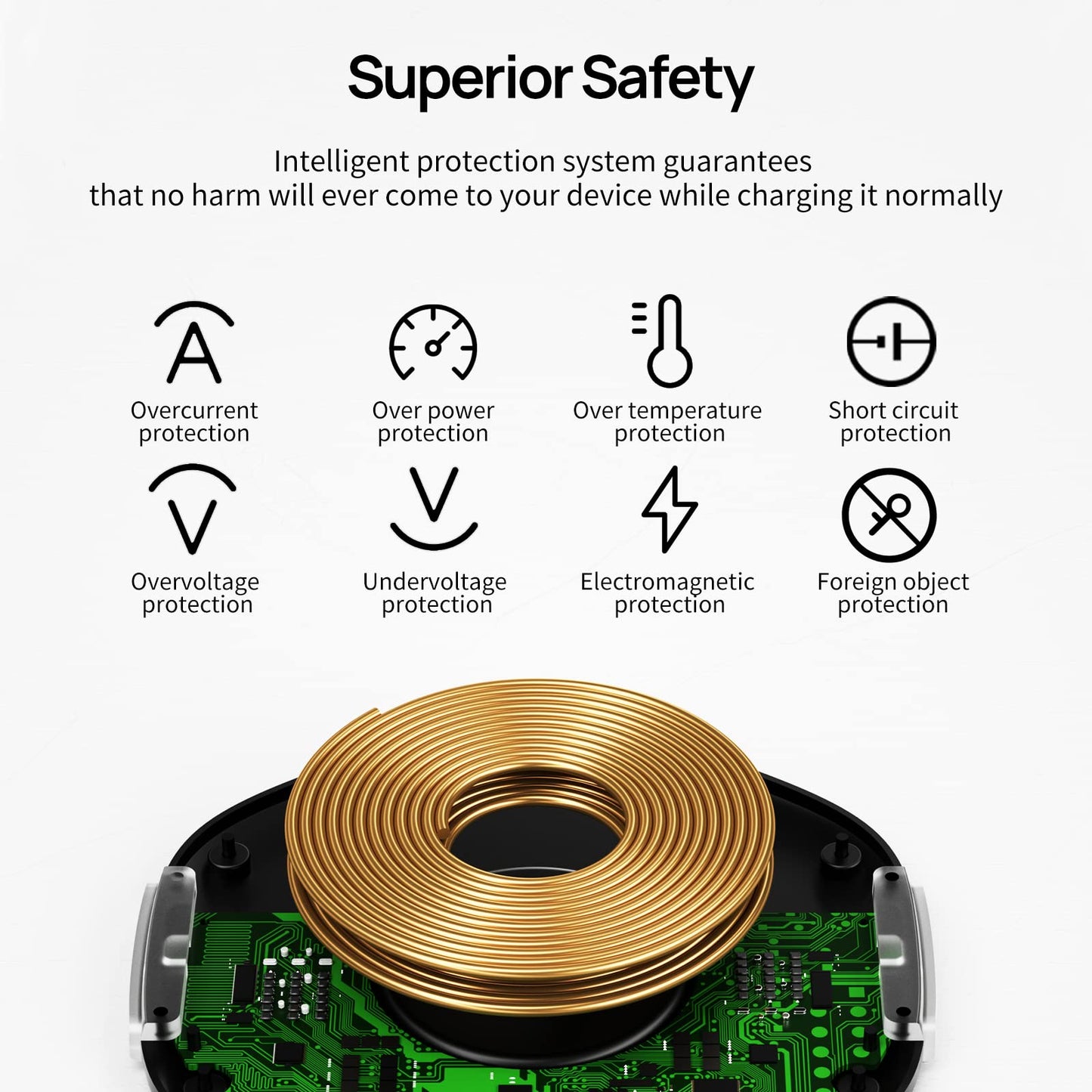 KPON 30mm Invisible Wireless Charger, Hidden Under Desk Wireless Phone Charger, Furniture Table Nightstand Desktop Charging Station for iPhone16/15/14/13/12/11/Other Wireless Phones(with QC Adapter)
