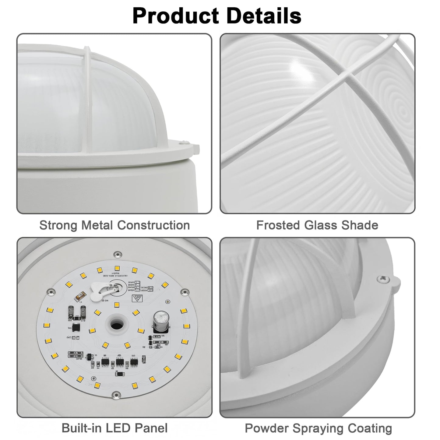 8” Bulkhead LED Light White Round,Nautical Outdoor Lights White Round LED Sauna Light Fxiture,8" Nautical Bulkhead Wall Light 3000K,1500 Lumen,15W