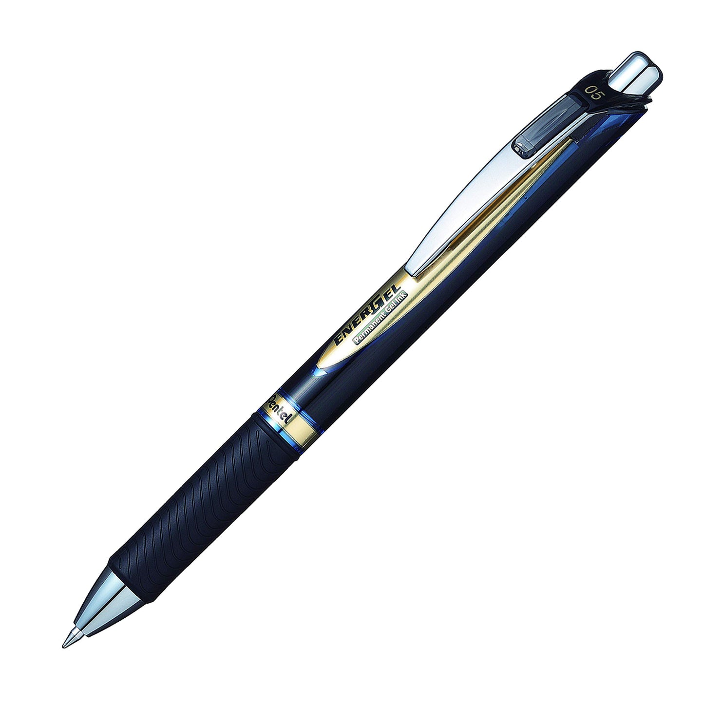 Pentel EnerGel Permanent Retractable Liquid Gel Rollerball Pen, Archival Quality, Water Resistant Ink, For Signing Important Documents, 0.5mm Fine Point, Blue Ink, BLP75-C, Box of 12