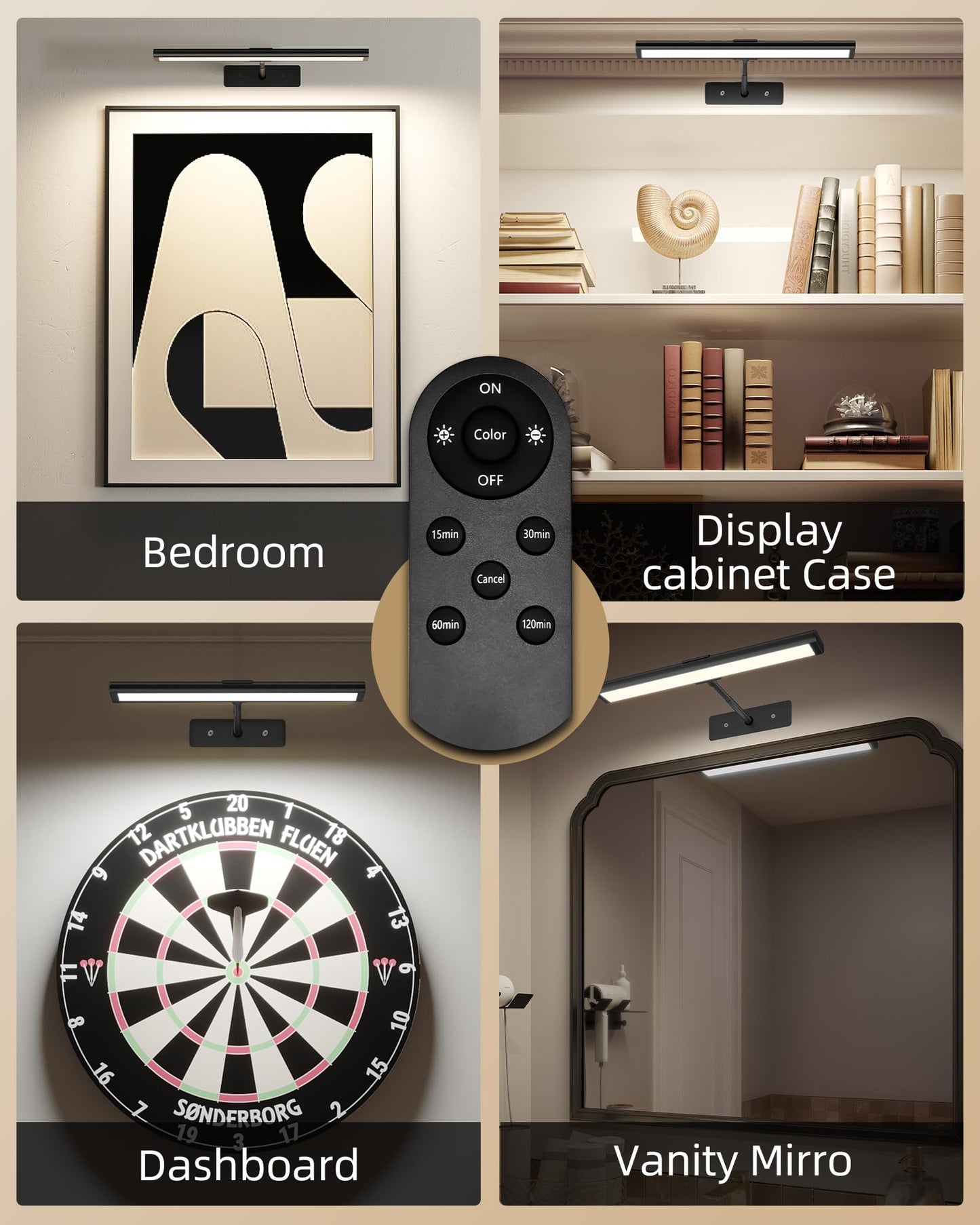 EZVALO 16'' Picture Light for Wall, 4800mAh Rechargeable Wireless IR Remote Control Battery Lights for Painting, Dimmable Magnetic LED Art Display Light, Colors Temperatures, for Gallery, Living Room