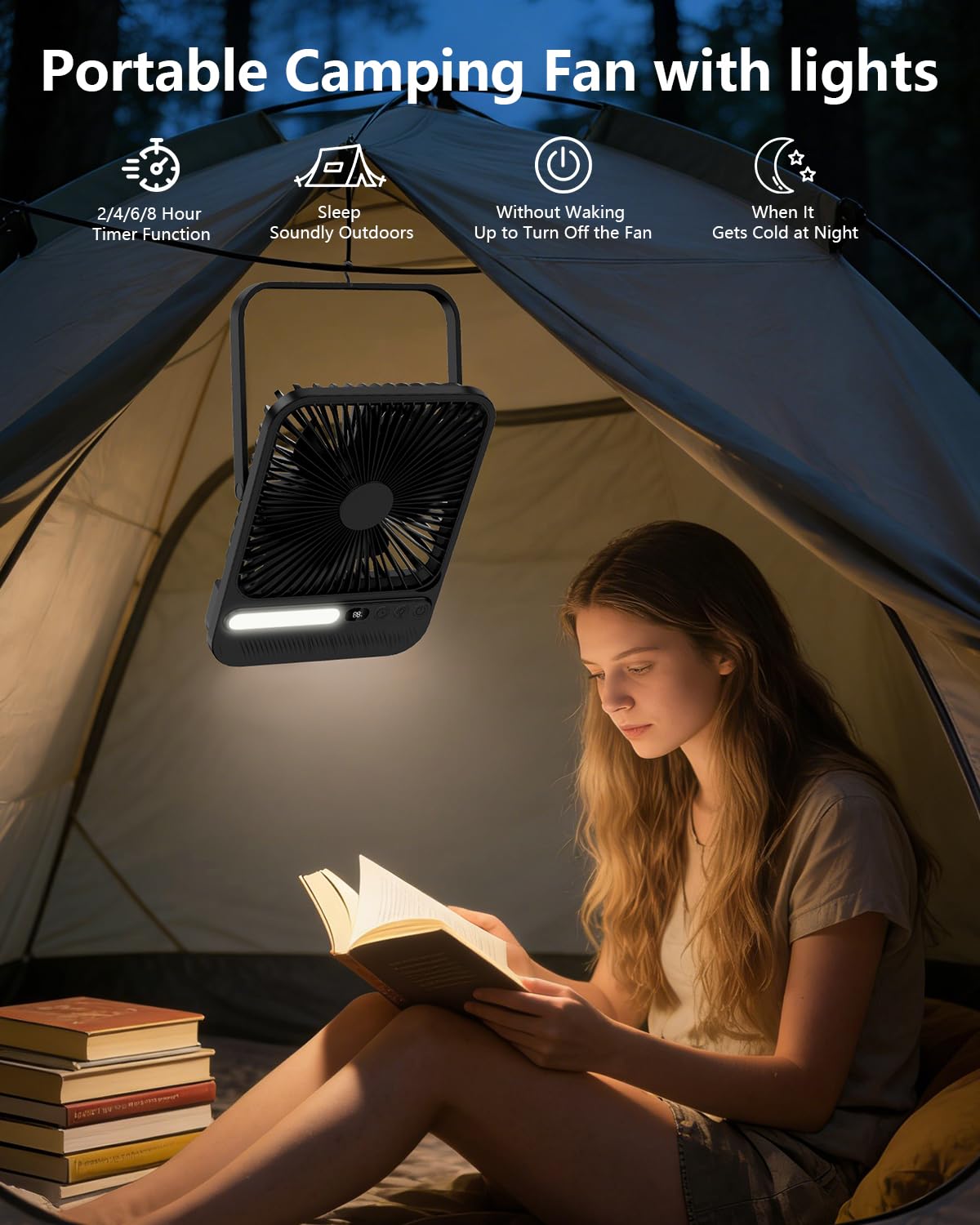 Nuerst 7in Portable Travel Fan for Sleeping with Lights,Timer & Digital Display, 8000mAh Max 28H Runtime 1.65in Ultra-Thin Cruie Fan Battery Operated for Home Office Travel Cruise Essentials 2026