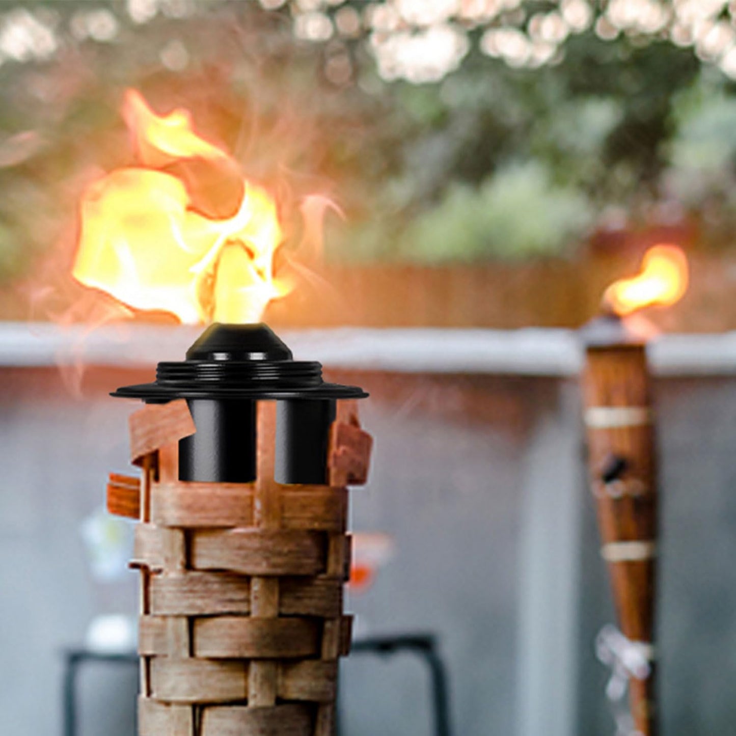 Lunluarai 16oz Torch Replacement Canisters, Bamboo Lantern Refillable Torches, Decorative Torch Canister Replacement for Yard, Patio, Deck, Garden, Party, Landscap (16OZ-4PCS)