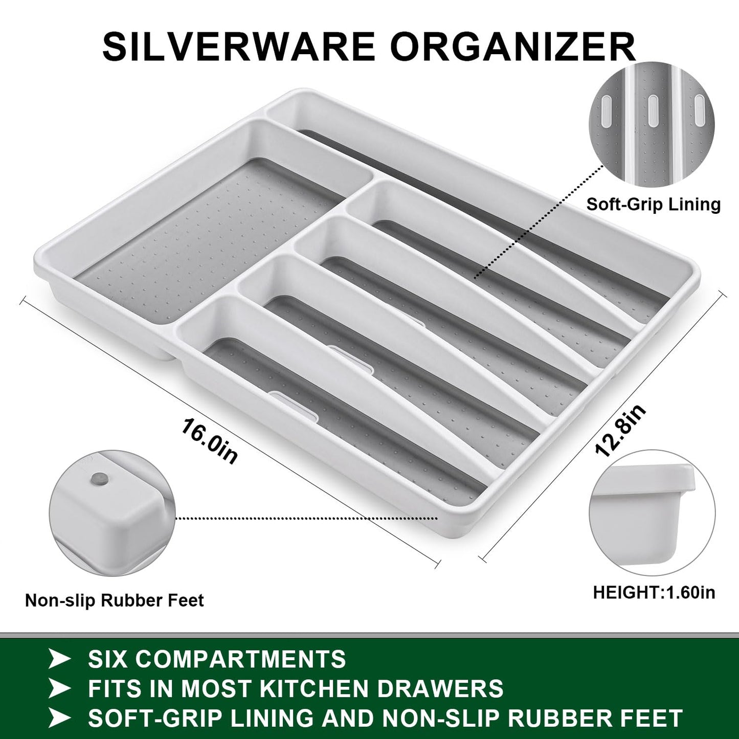 49 Pieces Silverware Sets with Organizer and Steak Knives,Stainless Steel Flatware Sets Service for 8 Person for Home Kitchen,Tableware Cutlery Sets,Includes Knife Spoon and Forks Sets