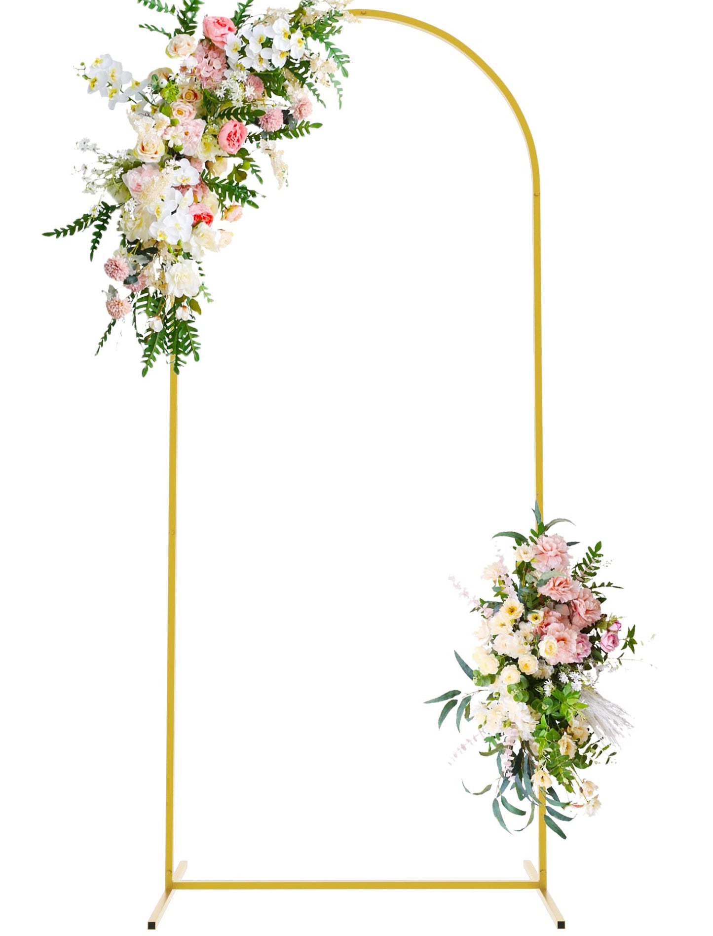 Wokceer 6 FT Wedding Arch Backdrop Stand, Square Gold Metal Arch for Ceremony, Birthday Party, Bridal Baby Shower, Photo Booth, Garden Floral Balloon Decoration