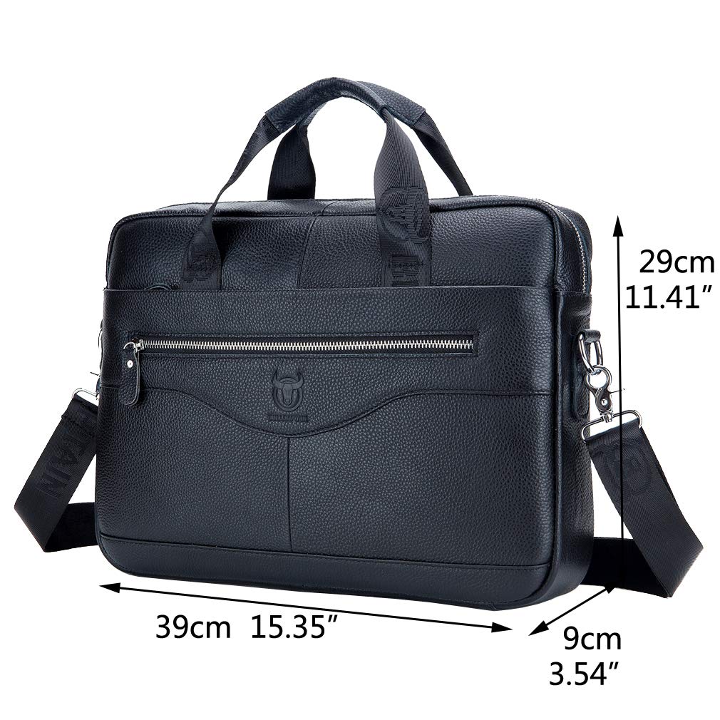 Leather Business Messenger Bag Briefcase Handbag for Men Carry All Laptop Protection for 14 Inch Computer Crossbody Shoulder Satchel Bags Handbag Black
