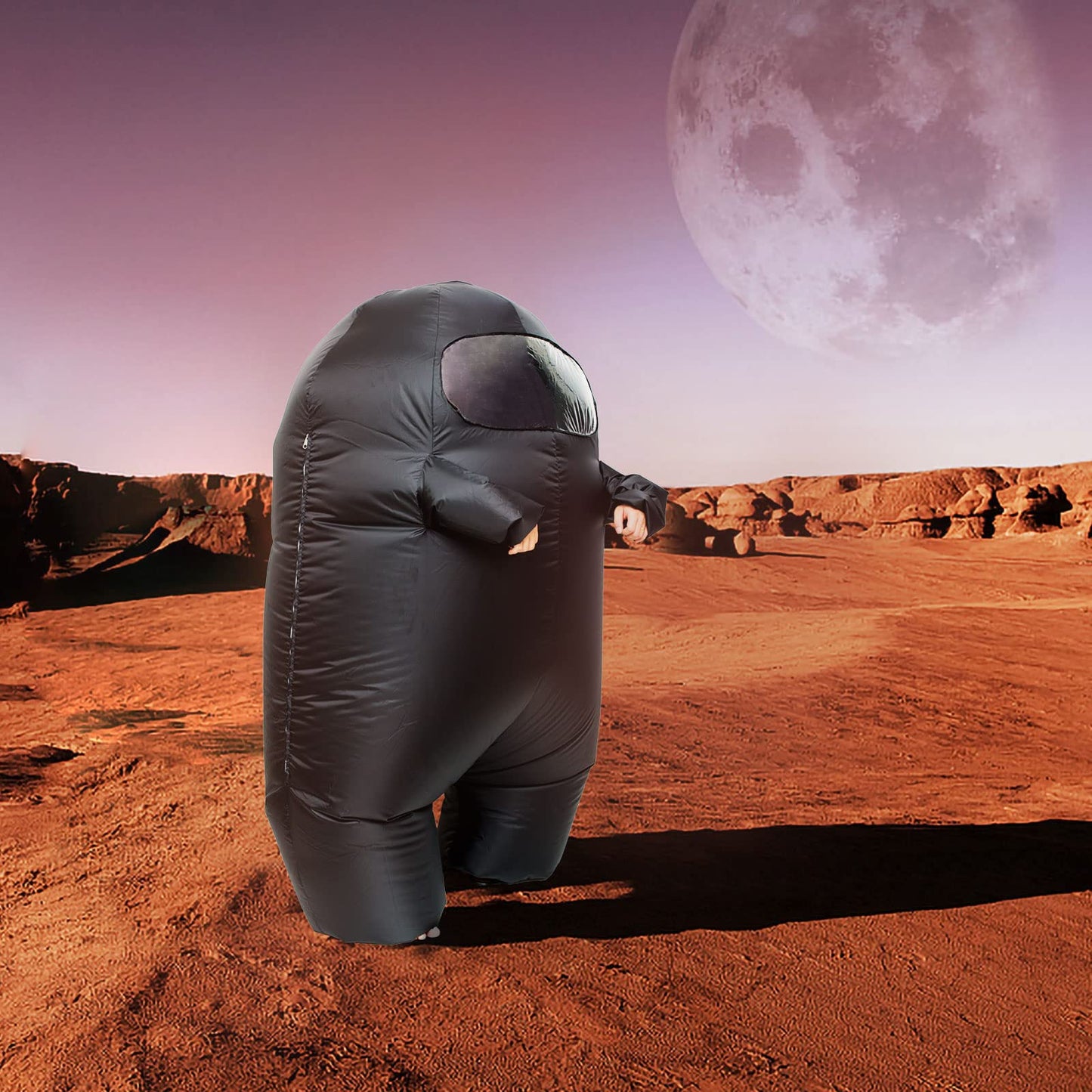 Astronaut costume inflatable costume Funny Halloween Spacesuit Party School Masquerade Game Fans (Red, Kids (100-155cm))