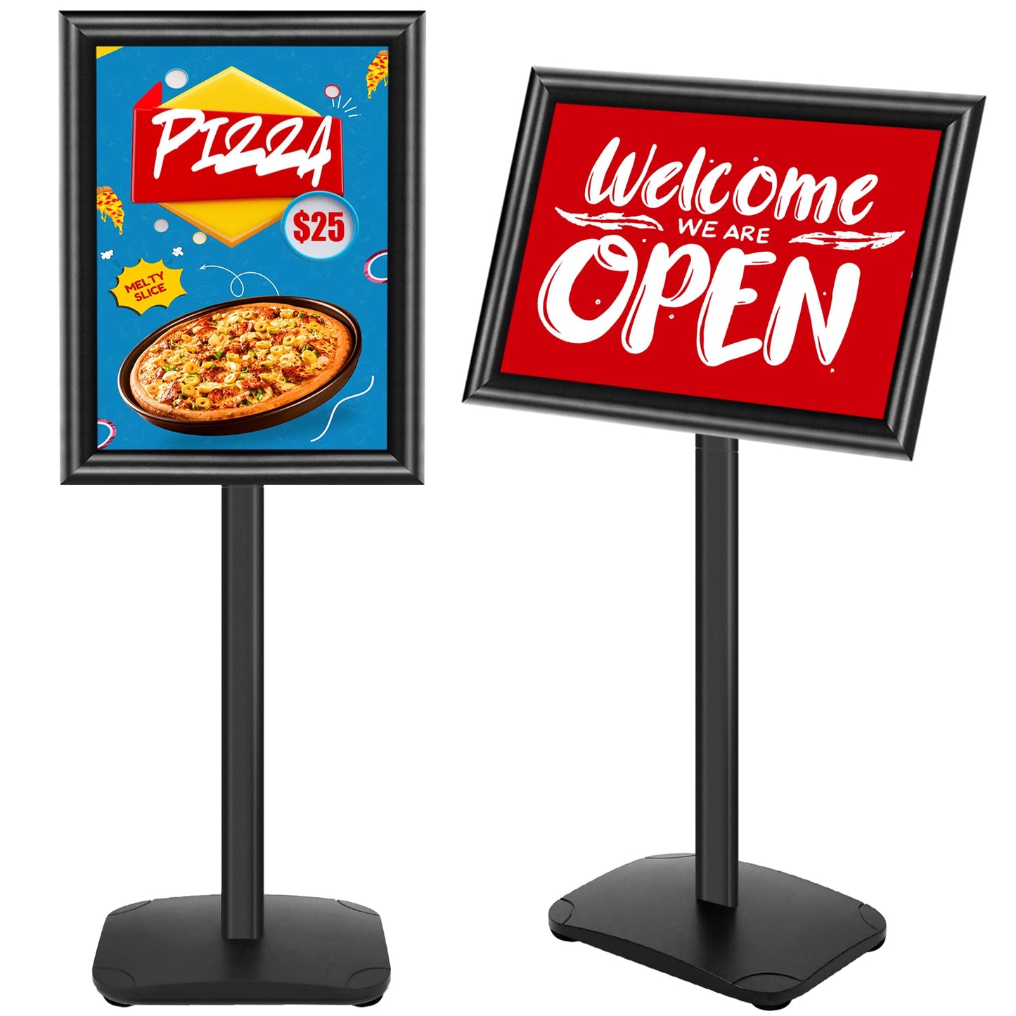 VAIIGO Pedestal Sign Stand for Display, 11 x 17 inches Adjustable Floor Standing Sign Holder with Heavy Base & Snap Frame for Indoor Outdoor Menu Flyers Signage Poster Display Stand, Black
