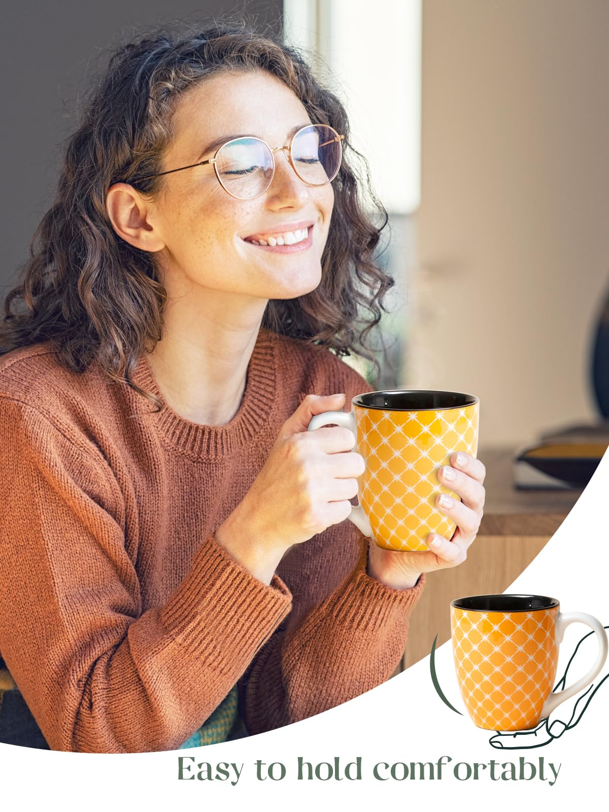 DOWAN Coffee Mugs Set of 6, 16 oz Large Porcelain Mug, Ceramic Tea Cups with Handle for Men Women, Mug Gift Set, Housewarming Wedding Gift