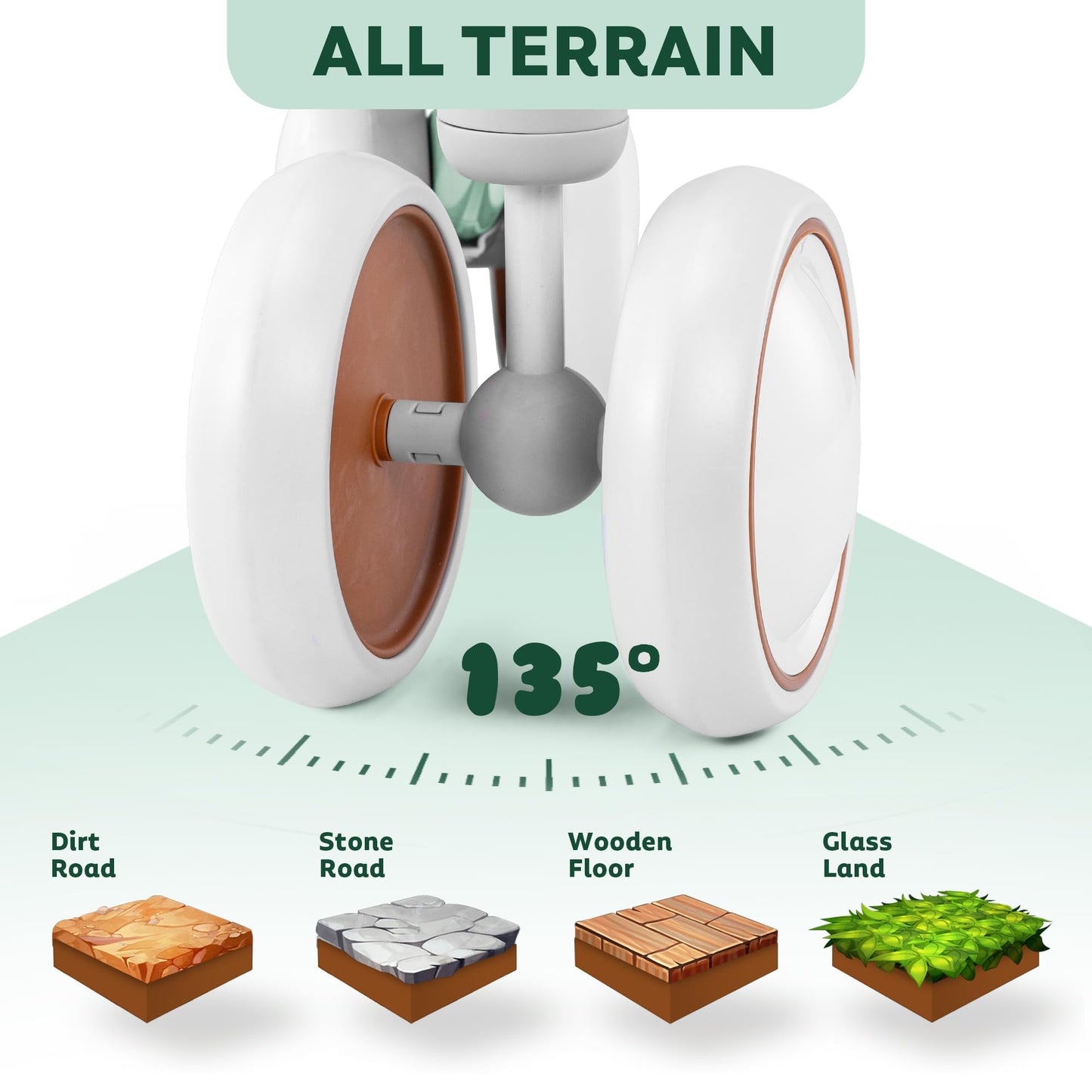 Balance Bike 1 Year Old, 10-24 Months Baby Balance Bike Toys, No Pedal Infant 4 Wheels Toddler Bike, Toddler Ride On Toys, Three Free Cartoon Stickers, First Birthday Gift for Boys Girls, Green