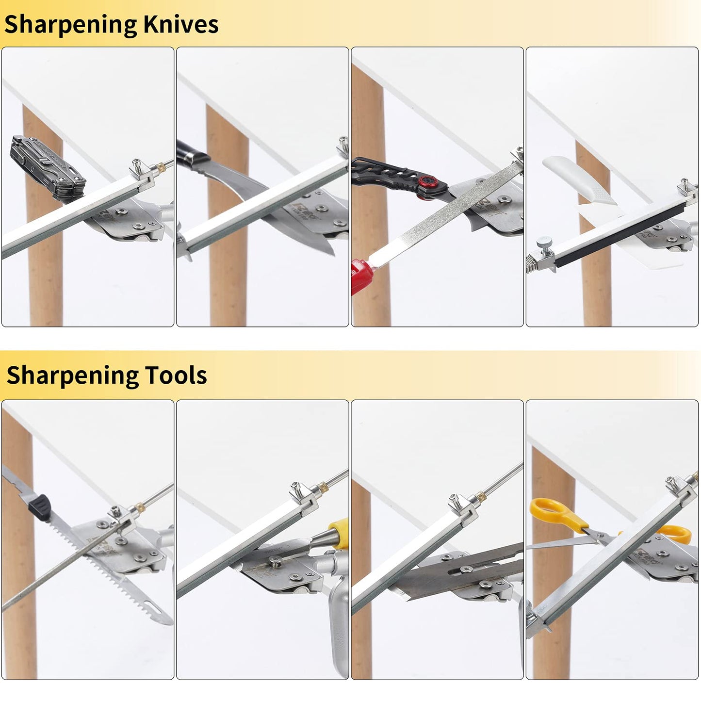CWOVRS Knife Sharpening Kit, RUIXIN PRO Knife Sharpening System, 360 Flip Knife Sharpening System, Rotation Fixed-Angle, Kitchen Chef Knife Sharpener Kit with 4 Whetstones+6 Diamond Stones