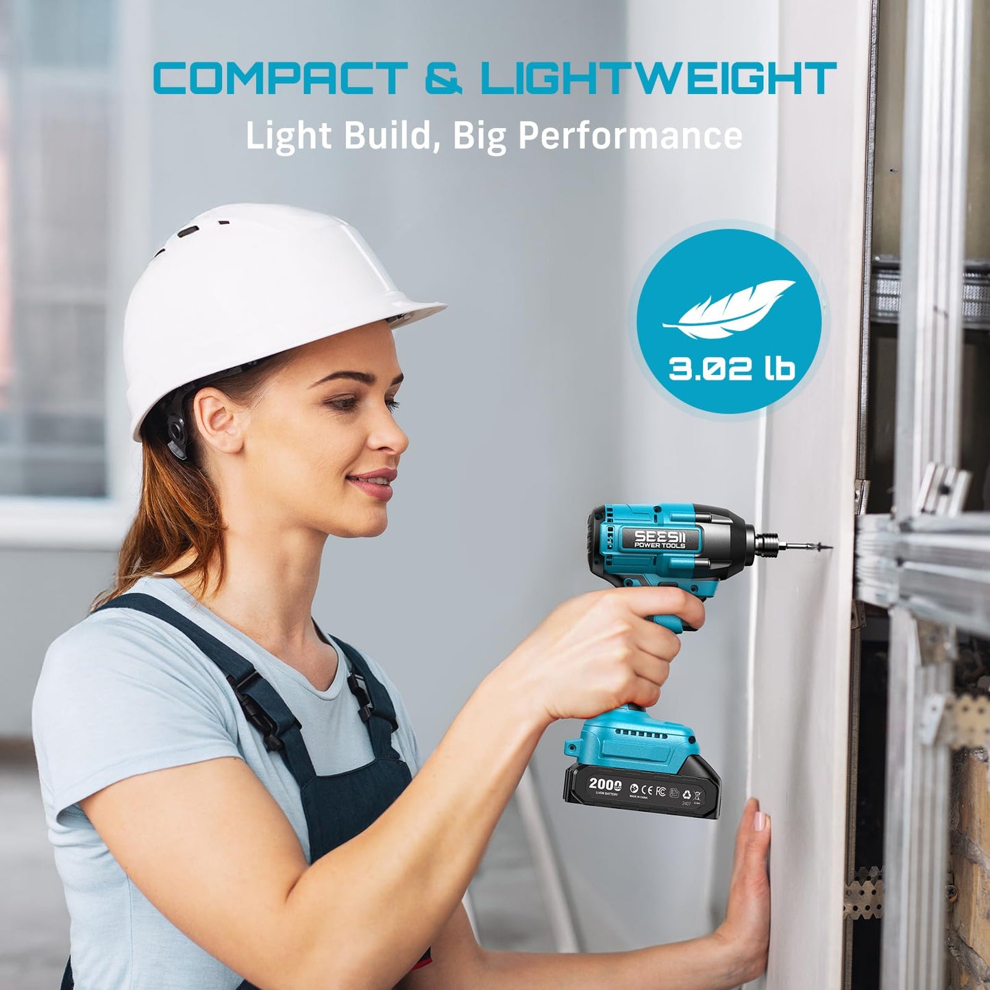 Seesii 21V Impact Driver, Electric Screwdriver with a Maximum Torque of 180N.m,1/4" Cordless Screwdriver with 2 Batteries 2.0Ah,2500RPM Variable Speed,20 Impact Bits & Carry Bag