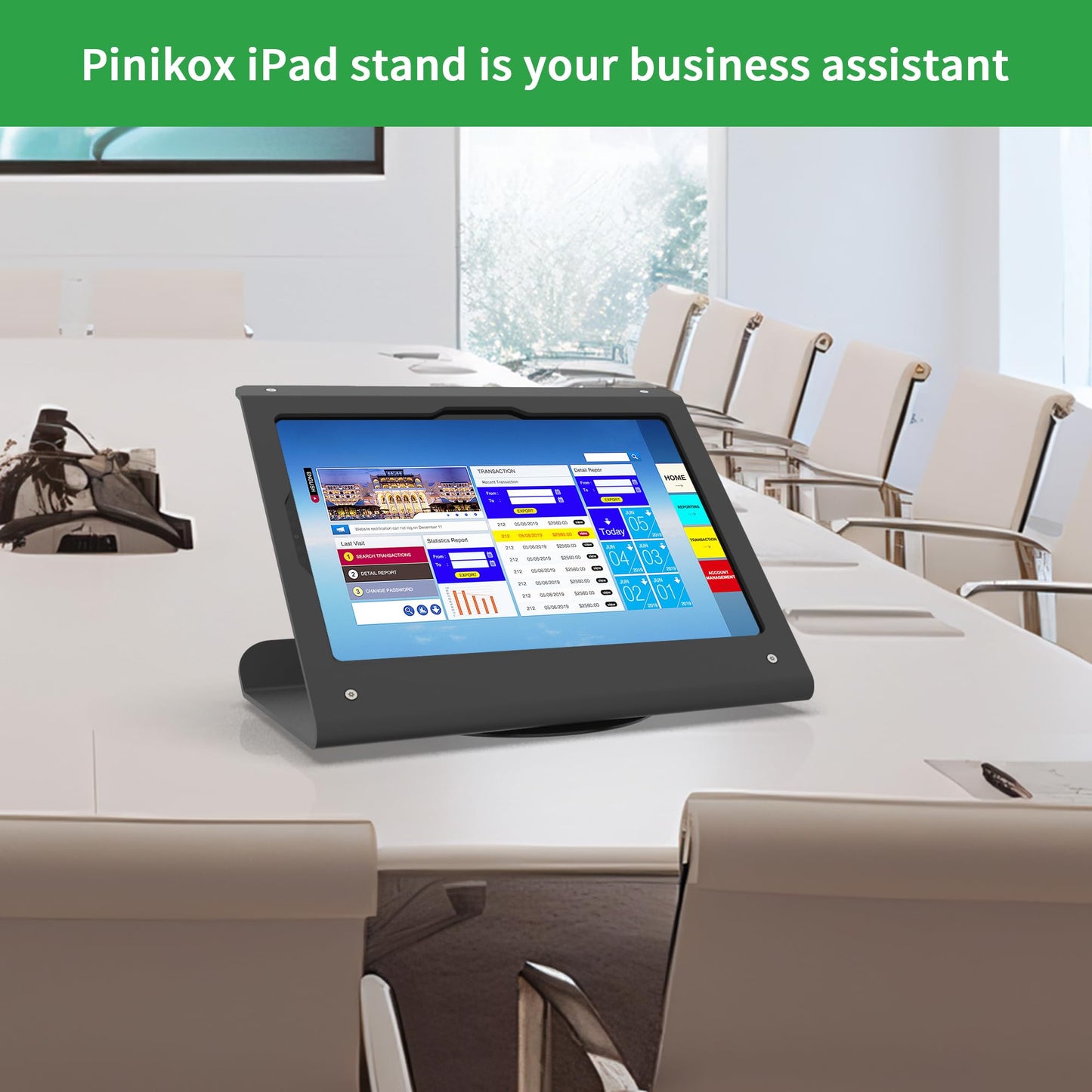 Pinikox Retail Kiosk Tablet Stand Compatible with iPad 10 gen 10.9 inch, air 4 5 10.9", 11"(A16), Pro 11" 1st 2nd 3rd 4th gen., Air 11", Business POS Tablet Stand, 360° Swivel Base, Black
