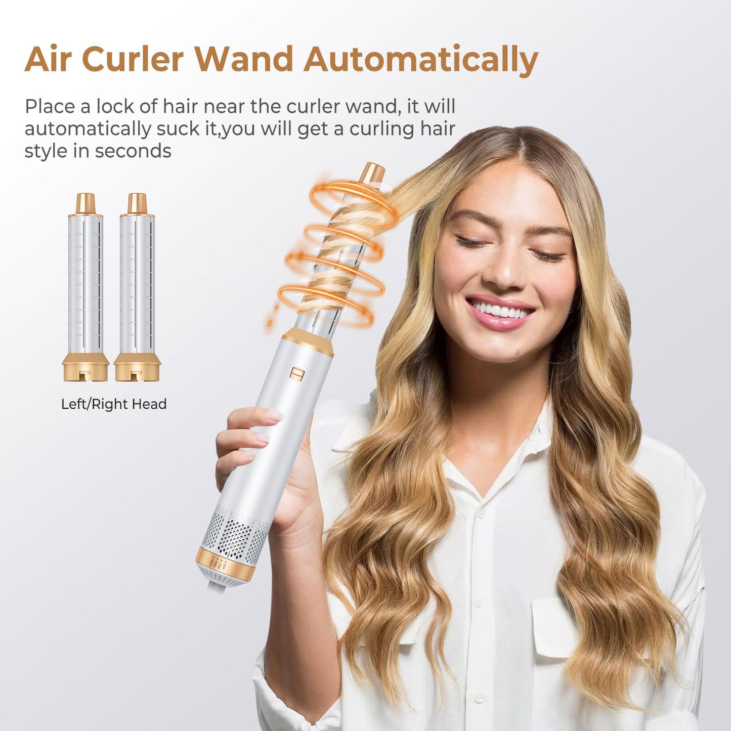 Blow Dryer Brush 5 in 1, Negative Ion Hair Dryer Brush Set Air Styler Curling Wrap Air Curler, Upgrade Hot Air Brush Curling Iron Hair Styling Tools As A Gift for Straight/Curl/Drying/Smoothing