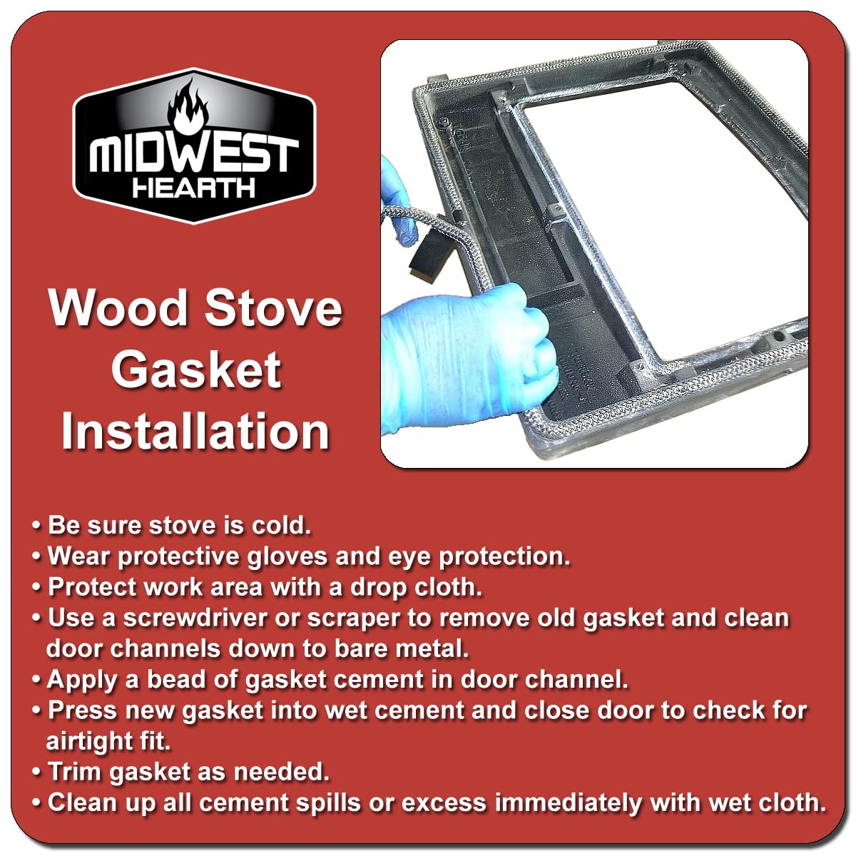 Midwest Hearth 4322 Gasket Kit for Defiant 1910 and 1945 Stoves by Vermont Castings (Made in USA)