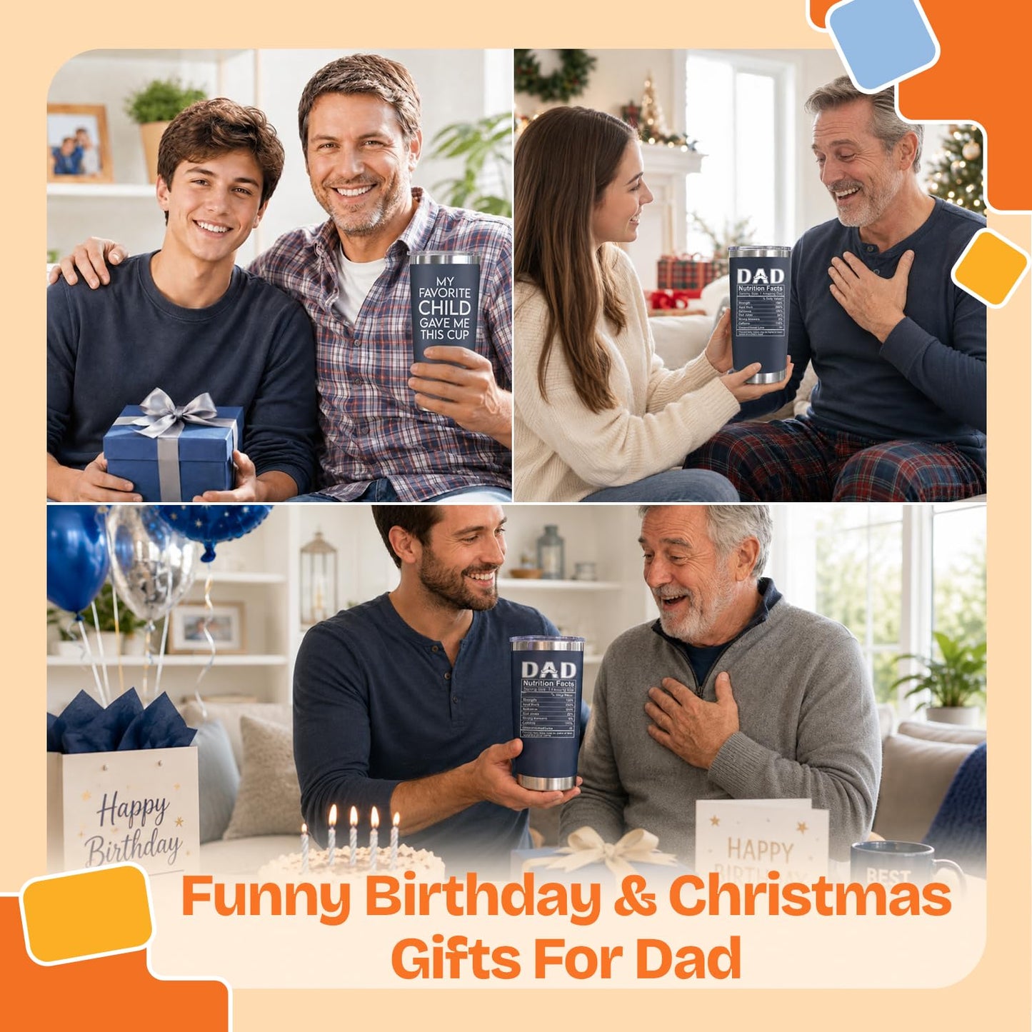 NewEleven Birthday Gift for Dad - Birthday Gifts for Dad from Daughter, Son, Kids - Husband Gift - Birthday Present Ideas for Father, New Papa, Bonus Father from Daughter, Son - 20 Oz Tumbler