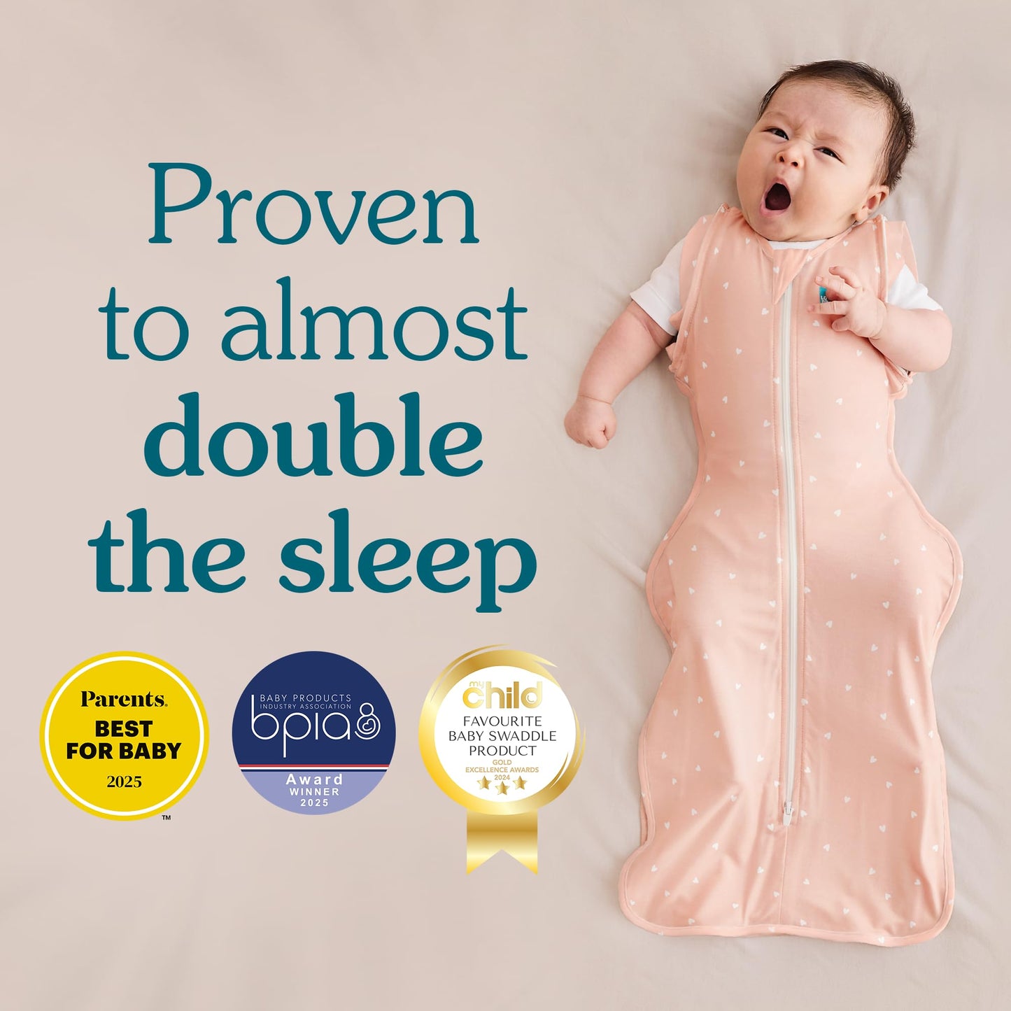 Love to Dream Swaddle Up Transition Bag - Arms Up Position - Light and Ultra Breathable Cotton - Twin Zip - Zip Off Wings - Spring, Summer - Sleep Bag - 0.2TOG - Olive, Medium (6-8.5kg)