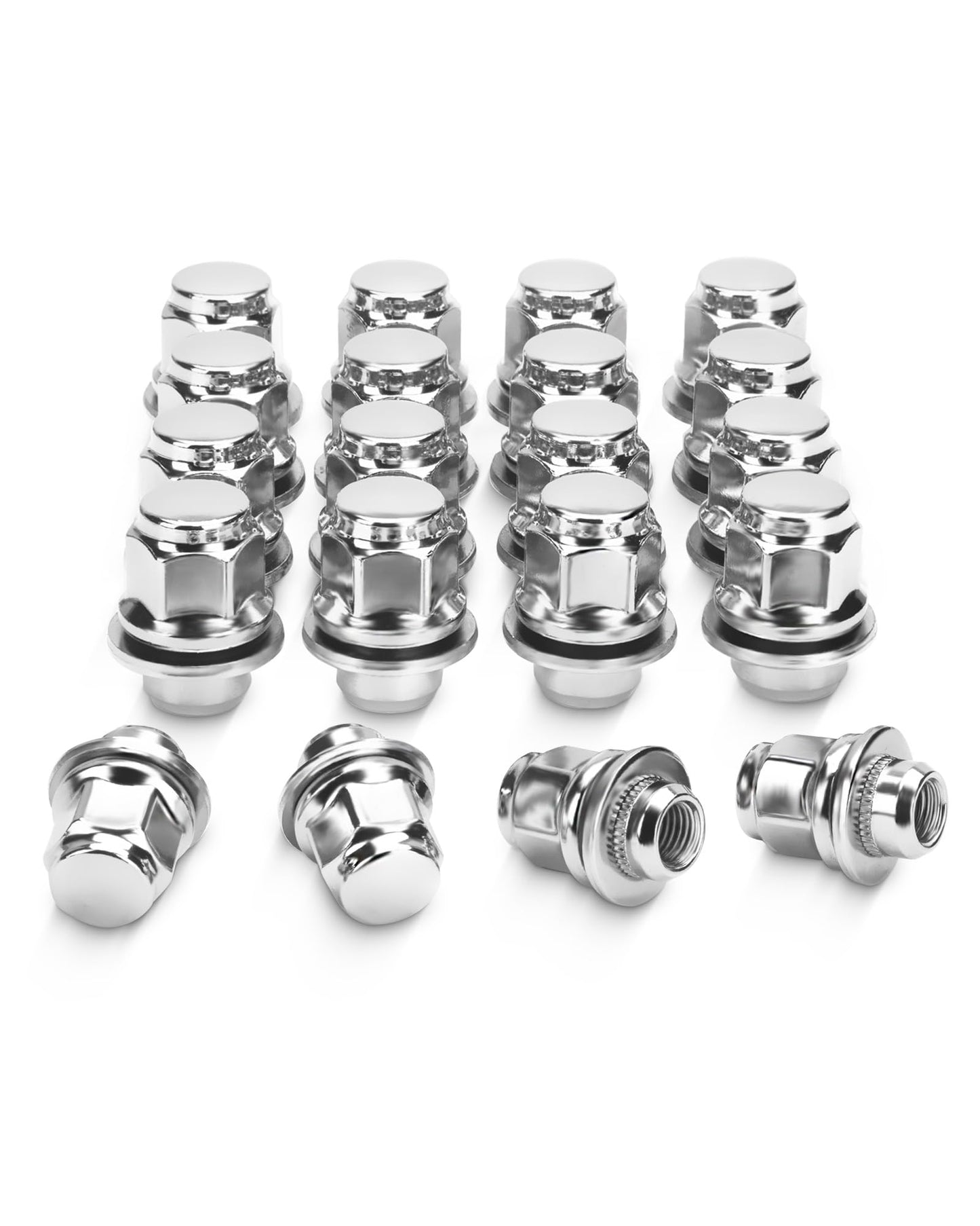 M12x1.5 OEM Wheel Lug Nuts, 20pc 12mmx1.5 Factory Closed End Mag Seat Chrome Lugnuts 1.46” Long, Compatible with Toyota Tacoma Camry Sienna Corolla Lexus