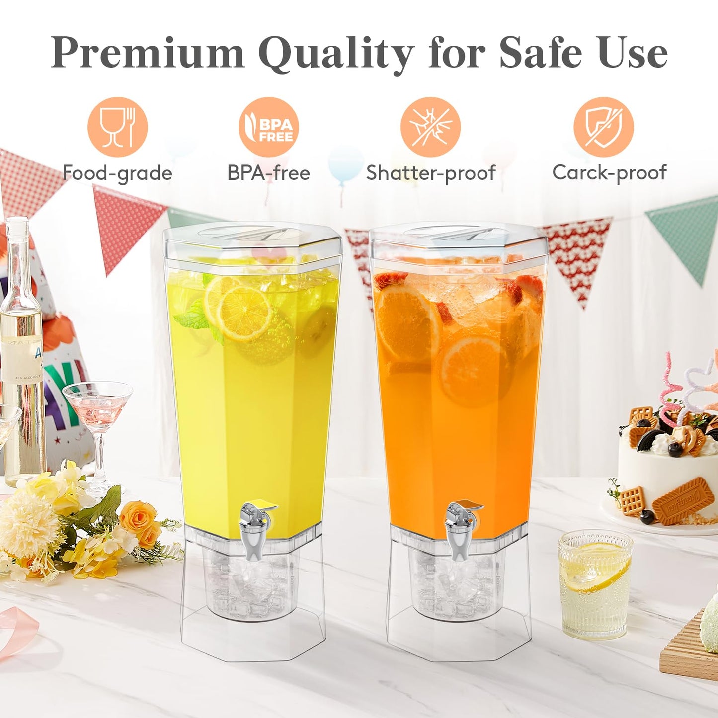 Lifewit 1.6 Gallon Plastic Drink Dispenser for Parties, 6L Clear Beverage Container with Stand for Juice/Tea/Soda, Large Ice Lemonade Dispenser with Spigot, BPA Free Water Pitcher for Fridge