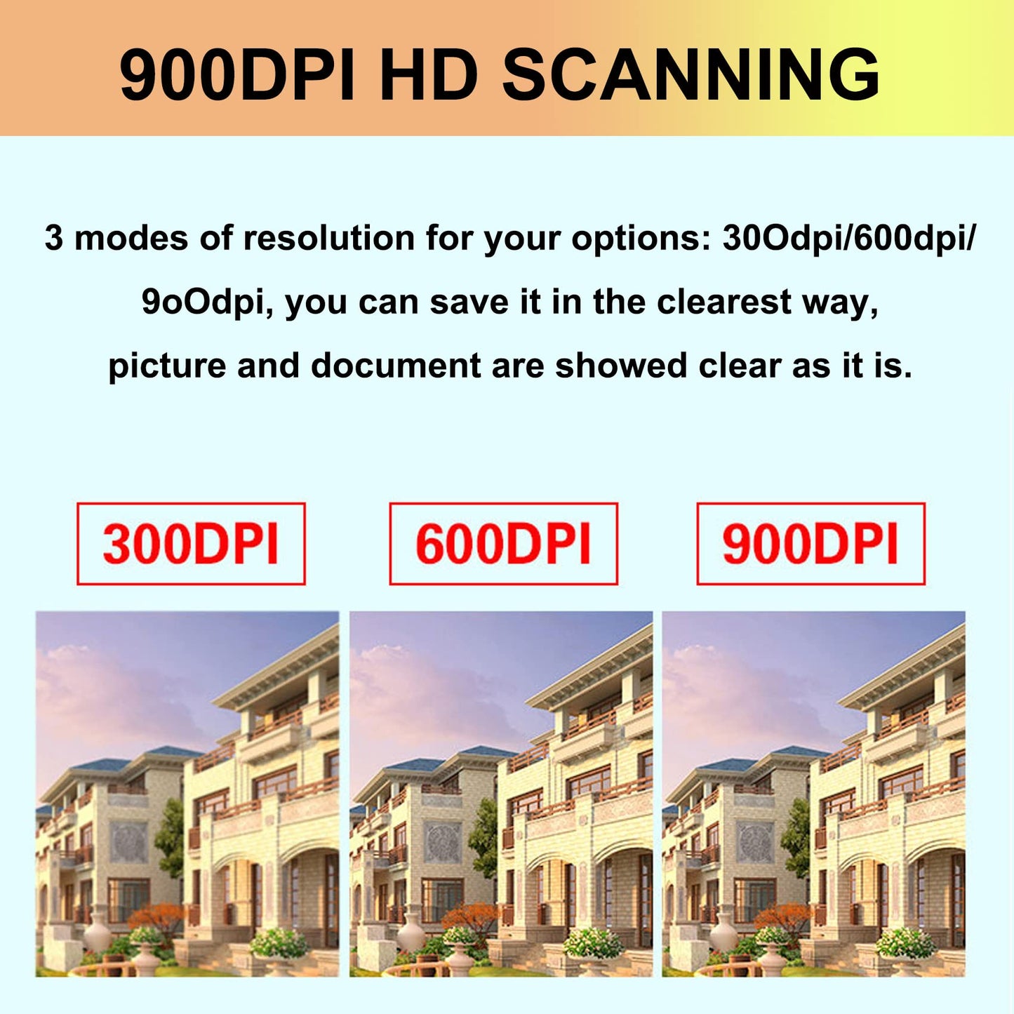 AUTENS Portable Handheld Scanner Included 16G SD Card, Wand Scanner for A4 Documents Pictures Pages Texts Receipts Books Up to 900DPI, JPG/PDF Format Selection, Uploads Via USB Cable, No Driver