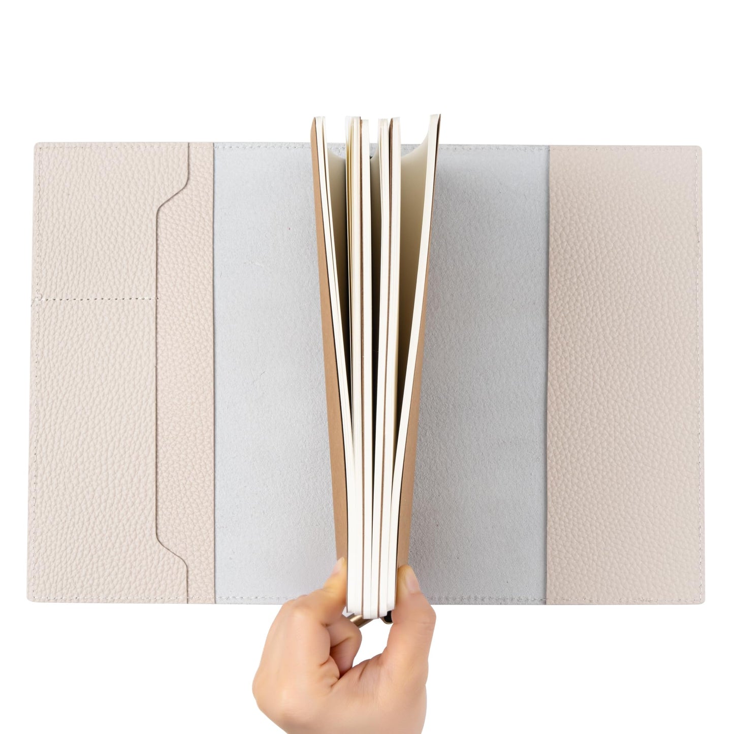 Wanderings A5 Travelers Notebook with Pockets, Oat Colour - Genuine Leather Journal, 6" x 8.7" (15 x 22cm), Refillable Travel Journal to Capture All Life's Adventures, 120 GSM Blank Inserts