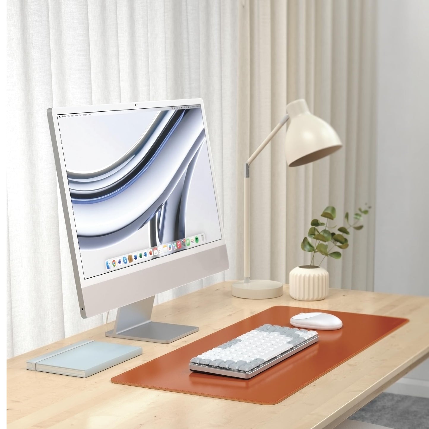 Satechi Vegan Leather Desk Mat, Large Mouse Pad Scratch and Water Resistant, Easy to Clean, Desk Pad for Office and Home, 26.8” x 12.4” x 0.1” – Brown