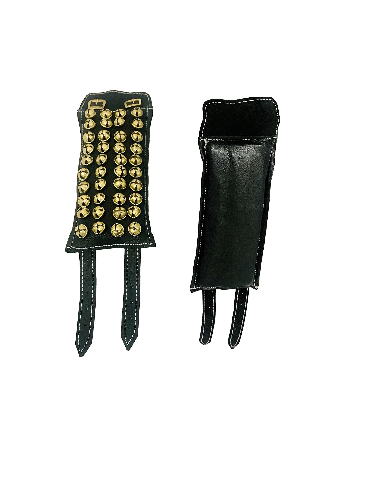 Ghungroo dancing ghunghroo bells Black leather pad pair Four Line Ghungroo (40+40) Classical Dance Accessories Kathak Big dancing brass bells (16 NO.) musical anklet for classical Indian dancers