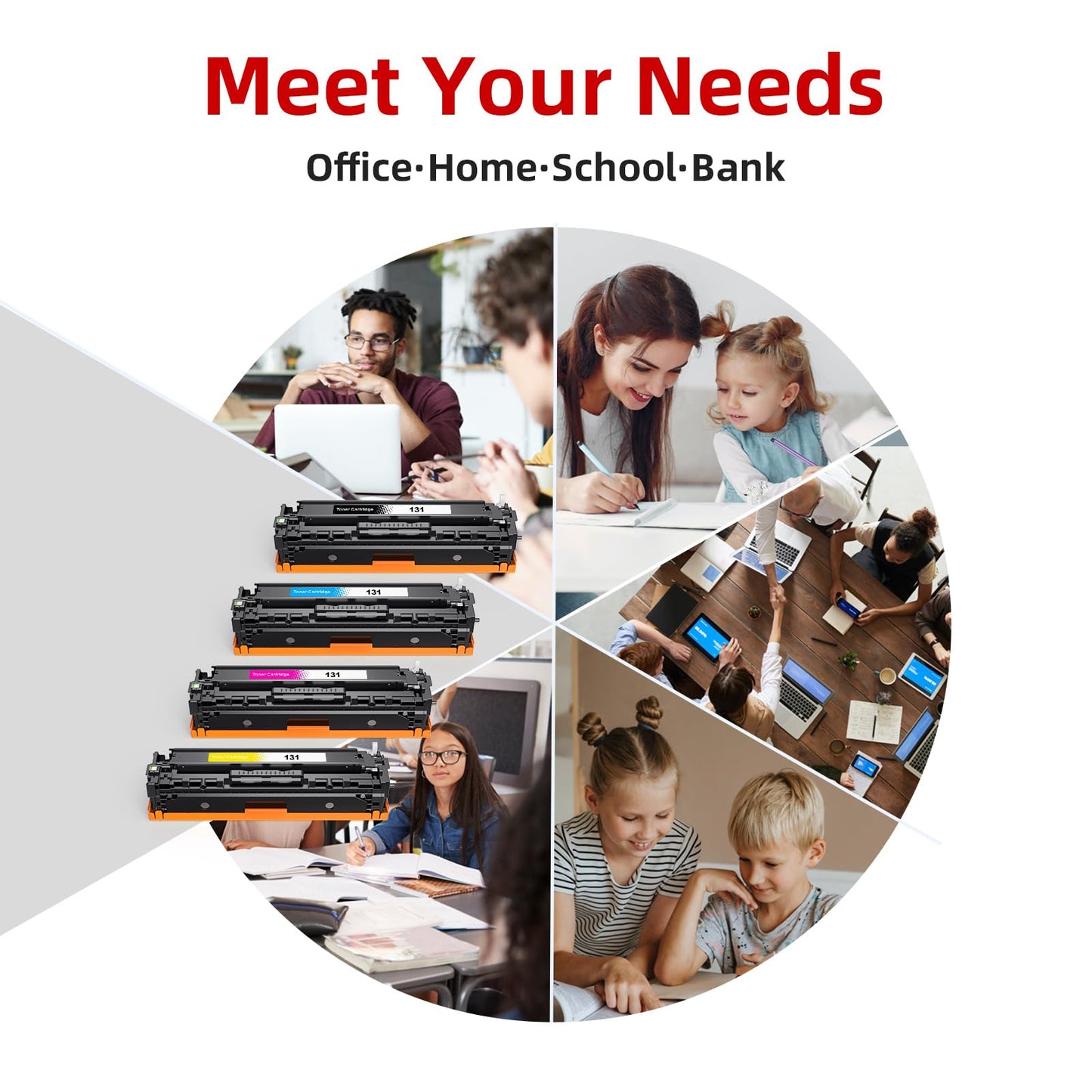 131 Toner Cartridges Replacement for Canon 131 131H 131BK CRG131 Work with Canon imageClass MF624Cw MF628Cw MF8280Cw LBP7100Cw MF8230Cn MF8080Cw Printer Toner (4 Pack)