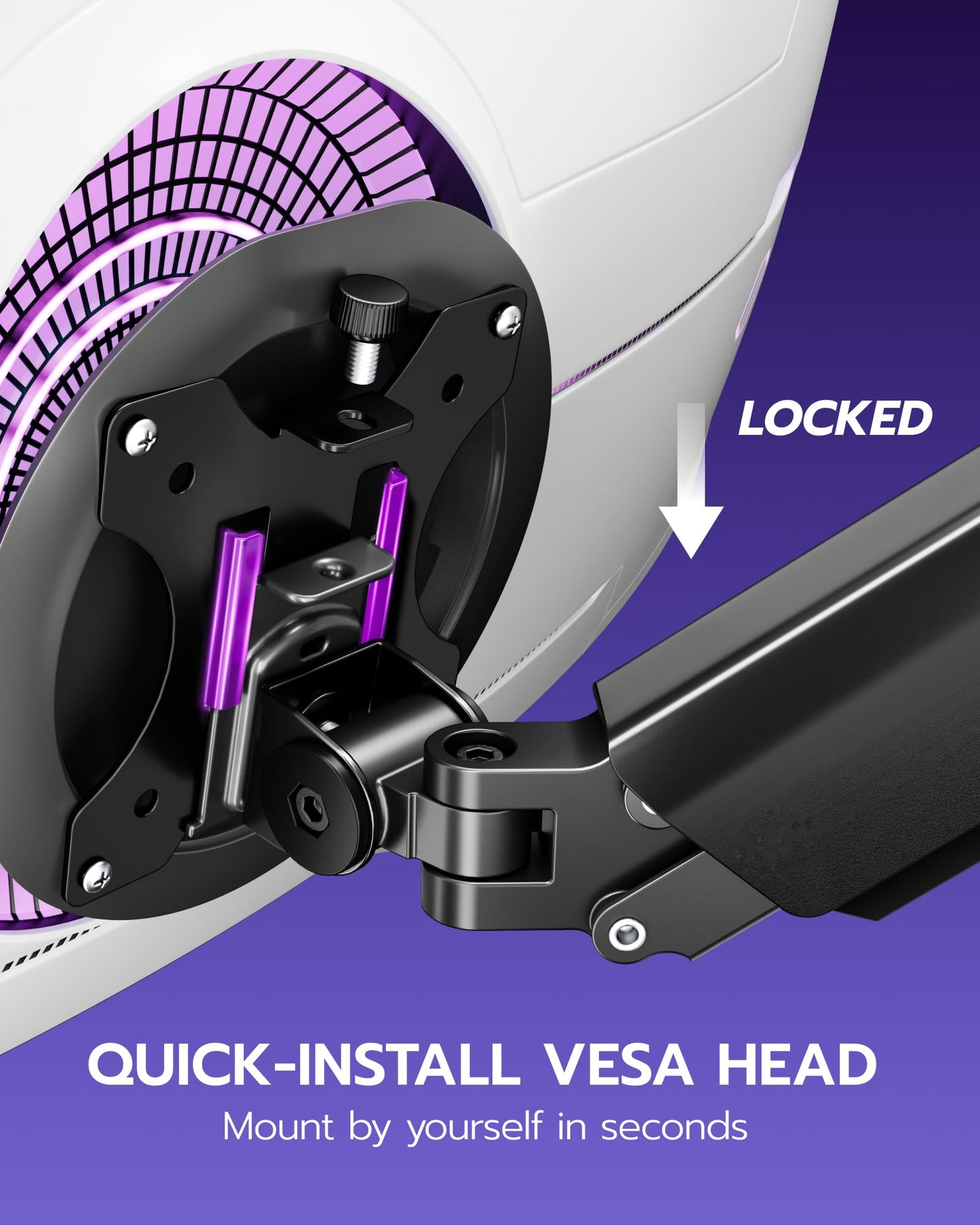 ARES WING Ultrawide Monitor Arm for 17"-40" Screens, Single Monitor Mount Holds up to 26.4lbs, Vertical Monitor Arm Heavy Duty, 75/100 VESA Mount, Black