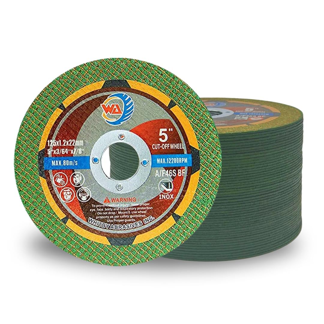 WA Grinder 50PACK - 5" x.045 x7/8" Thin Cut Off Disc, Angle Grinder Discs Tool Accessories Cutting Wheel, 5 inch Cutoff 7/8 in 22mm Arbor for General Metal, Steel, Stainless (Green-Extra Sharp)