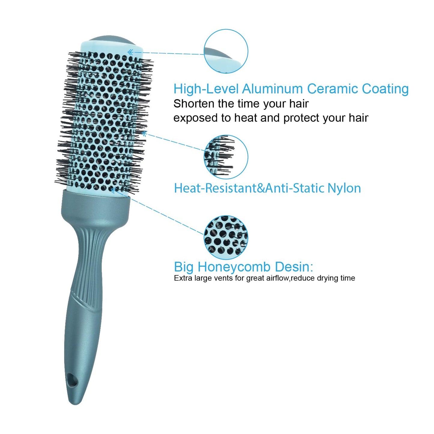 5pcs Round hair Brush Set for Blow Drying Curling, Professional curly hair brushBrush Leaves Hair Shiny Heat Styling Brush 5 Different Sizes Works Very Well with The Blow Dryer