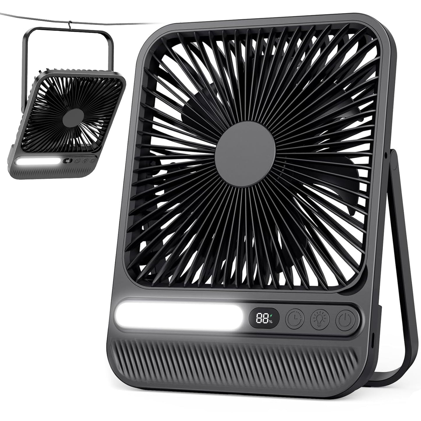 Nuerst 7in Portable Travel Fan for Sleeping with Lights,Timer & Digital Display, 8000mAh Max 28H Runtime 1.65in Ultra-Thin Cruie Fan Battery Operated for Home Office Travel Cruise Essentials 2026